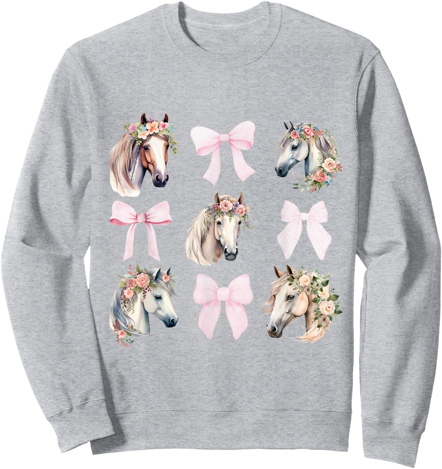 Coquette Horse Riding Wild Flowers Horse Lover Sweatshirt - Sweatshirt | Ash