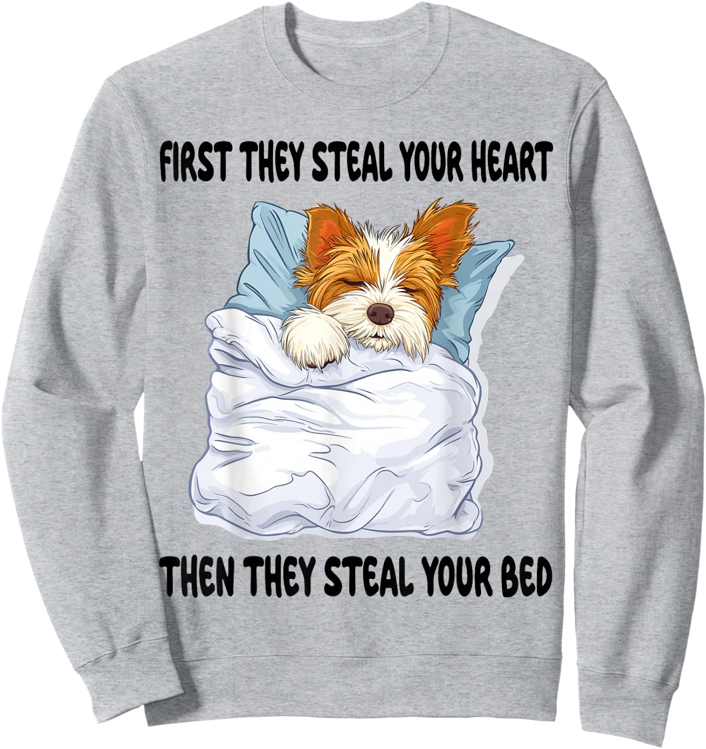 Biewer Terrier Sleeping Pajamas Nightgown Sweatshirt - Sweatshirt | Ash