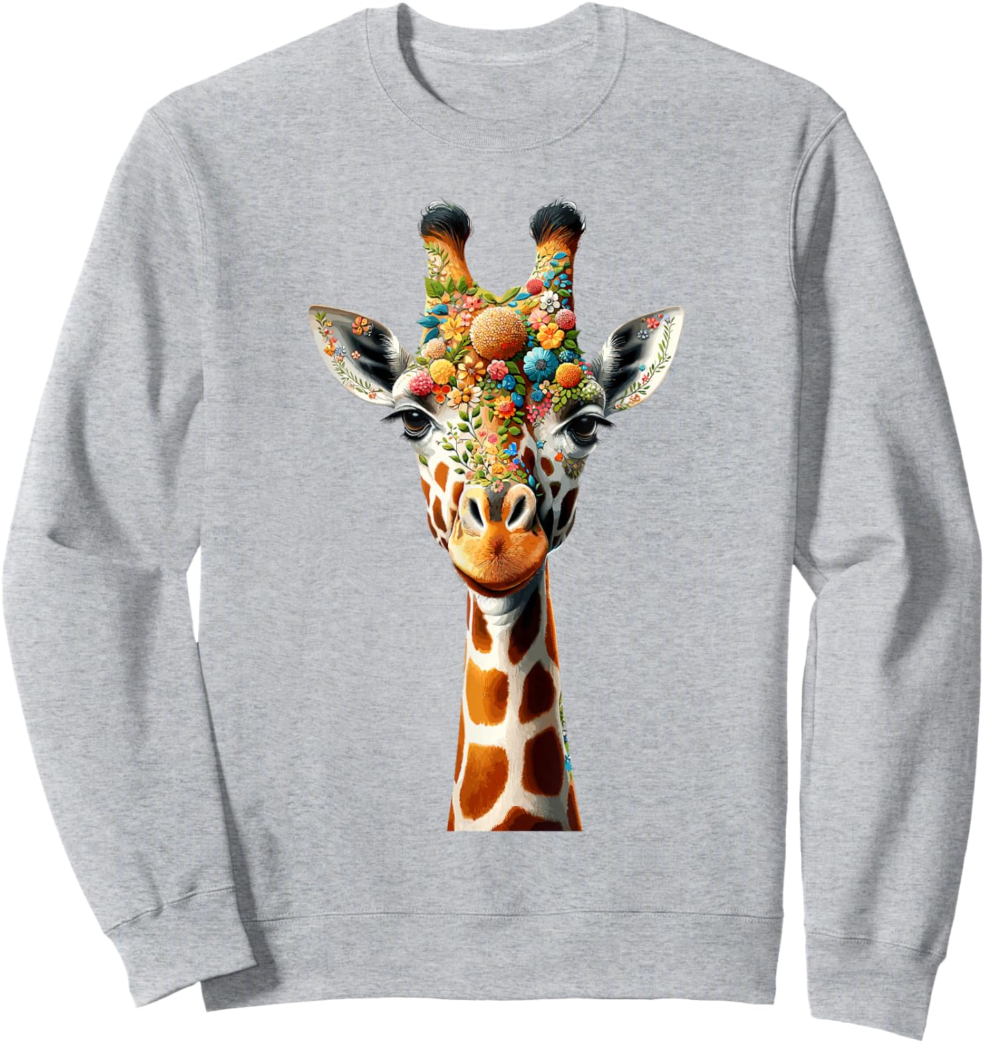Floral Aesthetic Giraffe Lover Shirt Giraffe Sweatshirt - Sweatshirt | Ash