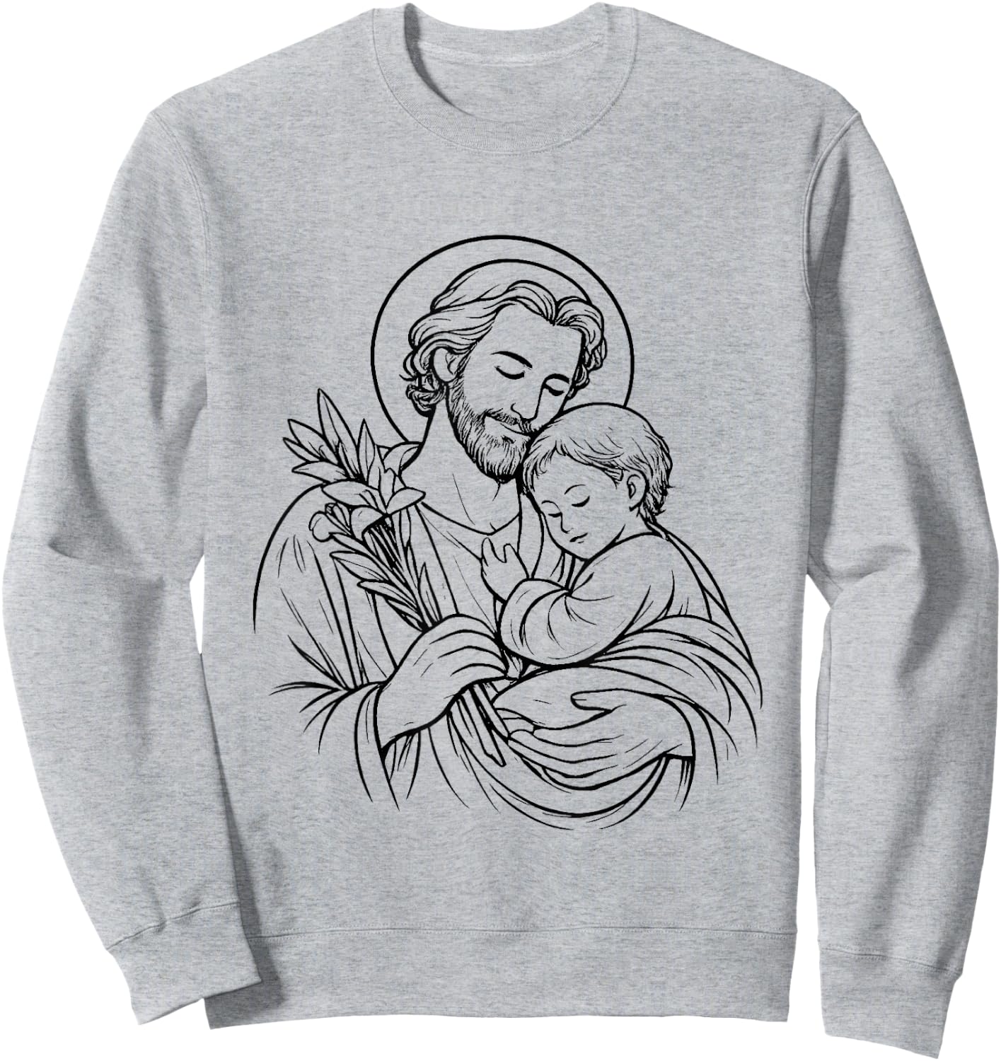 Motif Saint Joseph Catholique Fête des Pères Sweatshirt - Sweatshirt | Ash