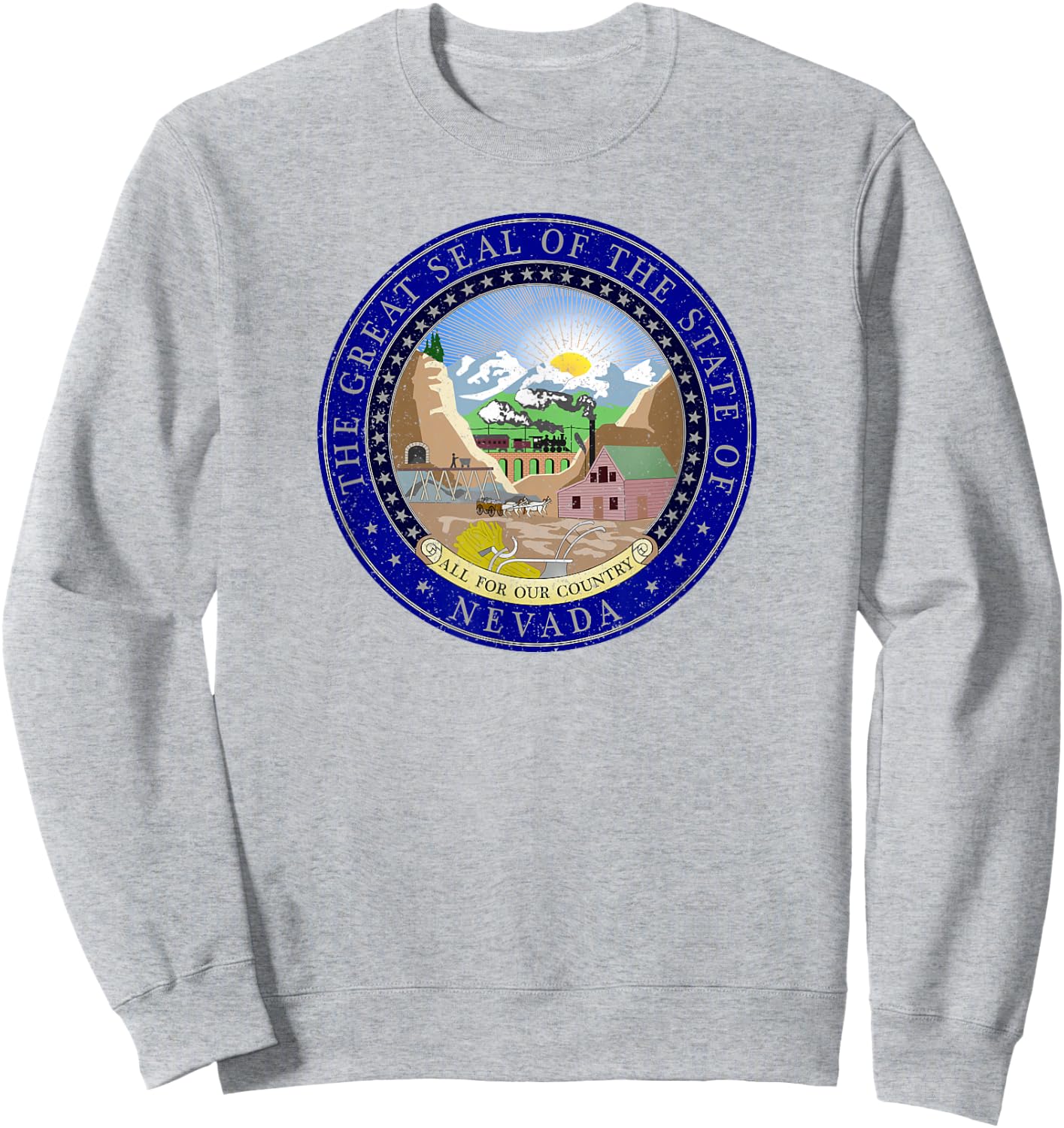 Nevada State Seal Flag Symbol Sweatshirt - Sweatshirt | Ash