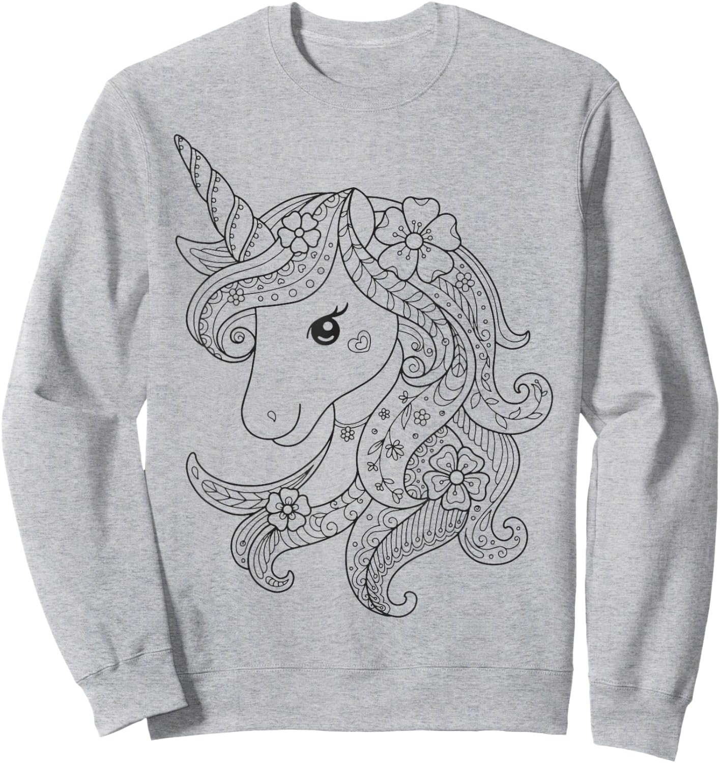 Cute Unicorn to Paint & Colour for Kids , White Sweatshirt - Sweatshirt | Ash