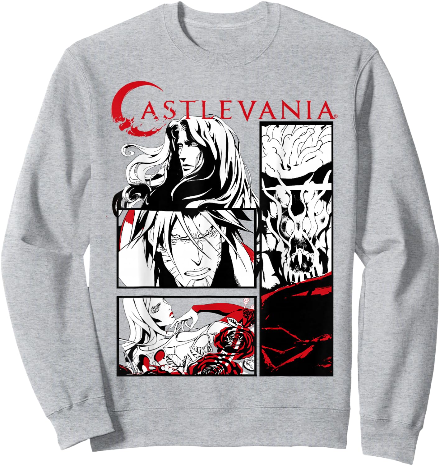 Castlevania Black & White Comic Panels Sweatshirt - Sweatshirt | Ash