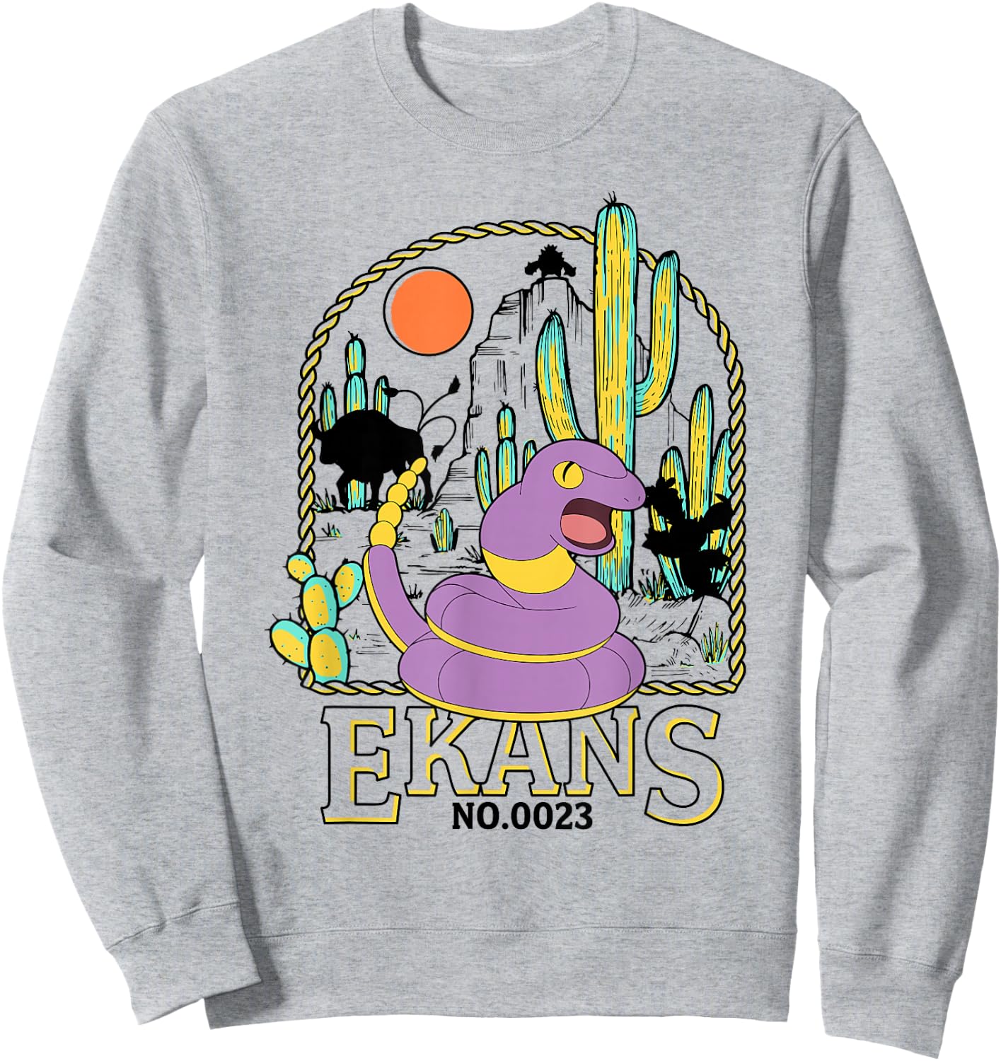 Pokémon Ekans No. 0023 Desert Sun Lasso Frame Portrait Sweatshirt - Sweatshirt | Ash