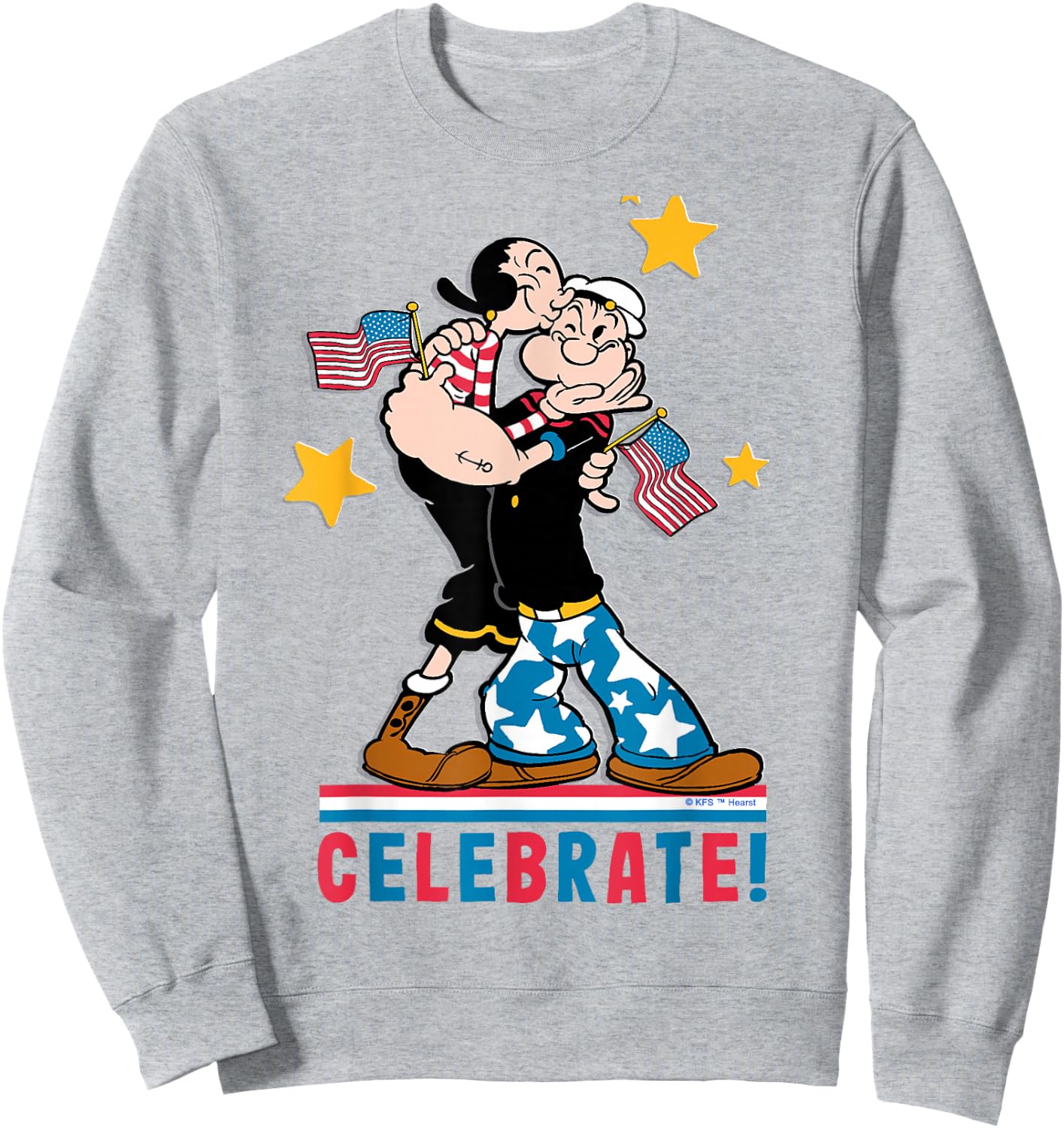 4th July "Popeye and Olive Oyl Patriotic" and Her , White, s Sweatshirt - Sweatshirt | Ash