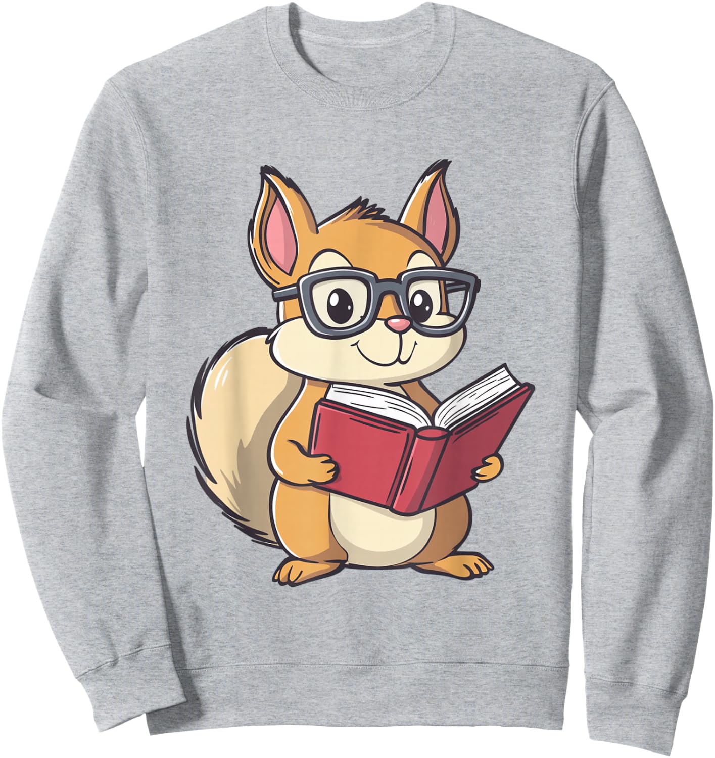 Squirrel Reading Book for Boys Girls Kids Bookworm Sweatshirt - Sweatshirt | Ash