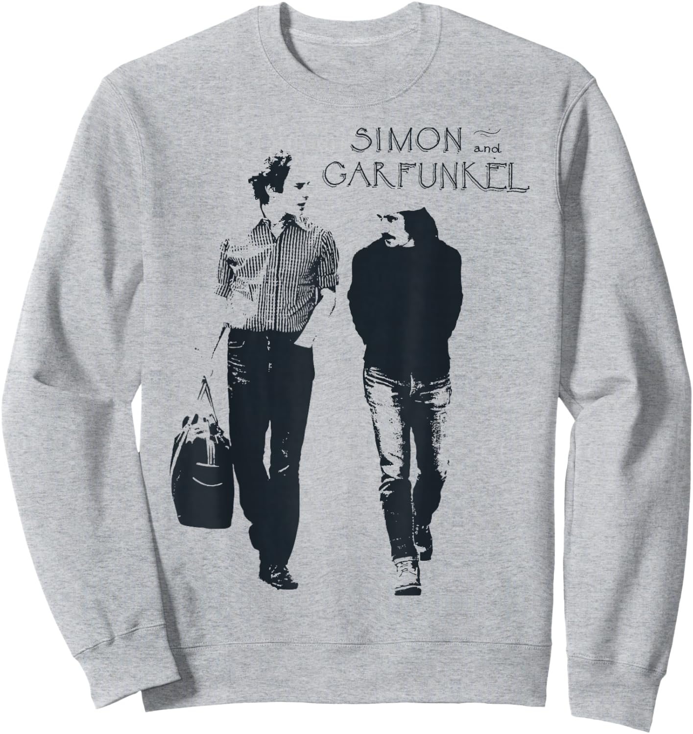Control Industry - Simon & Garfunkel , Erwachsene & Kinder, Weiß, S, Kurzarm, Cartoon, Klassisch, Schnelltrocknend, Crew-Ausschnitt, Small Sweatshirt - Sweatshirt | Ash