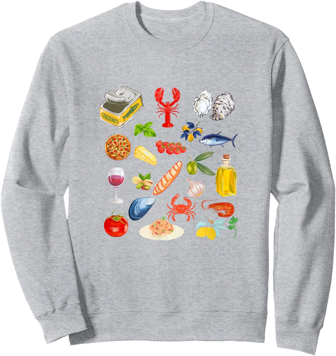 Italian summer Sardines tinned fish Fisherman aesthetic Sweatshirt - Sweatshirt | Ash