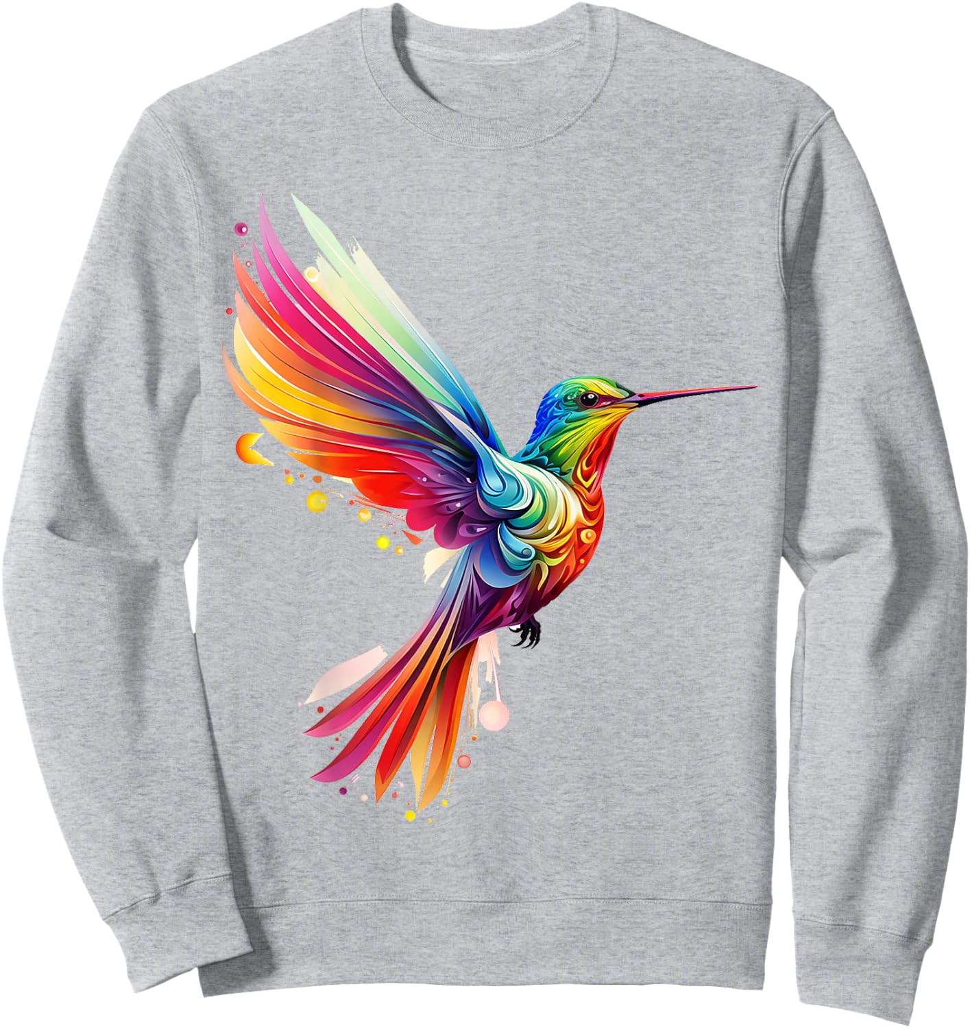 Hummingbird Animal Fantasy Zoo Colorful Abstract Hummingbird Sweatshirt - Sweatshirt | Ash