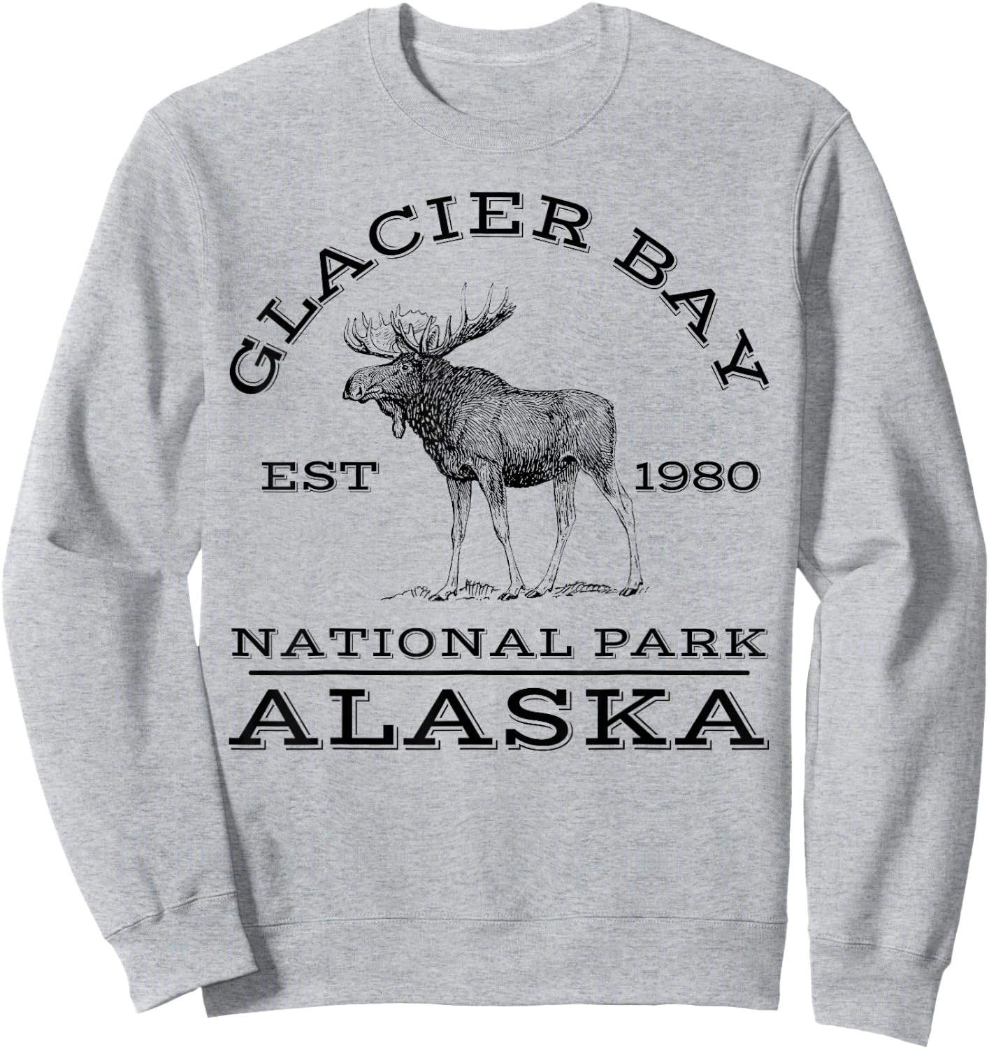 Glacier Bay National Park Alaska Moose Hiking Outdoors Sweatshirt - Sweatshirt | Ash