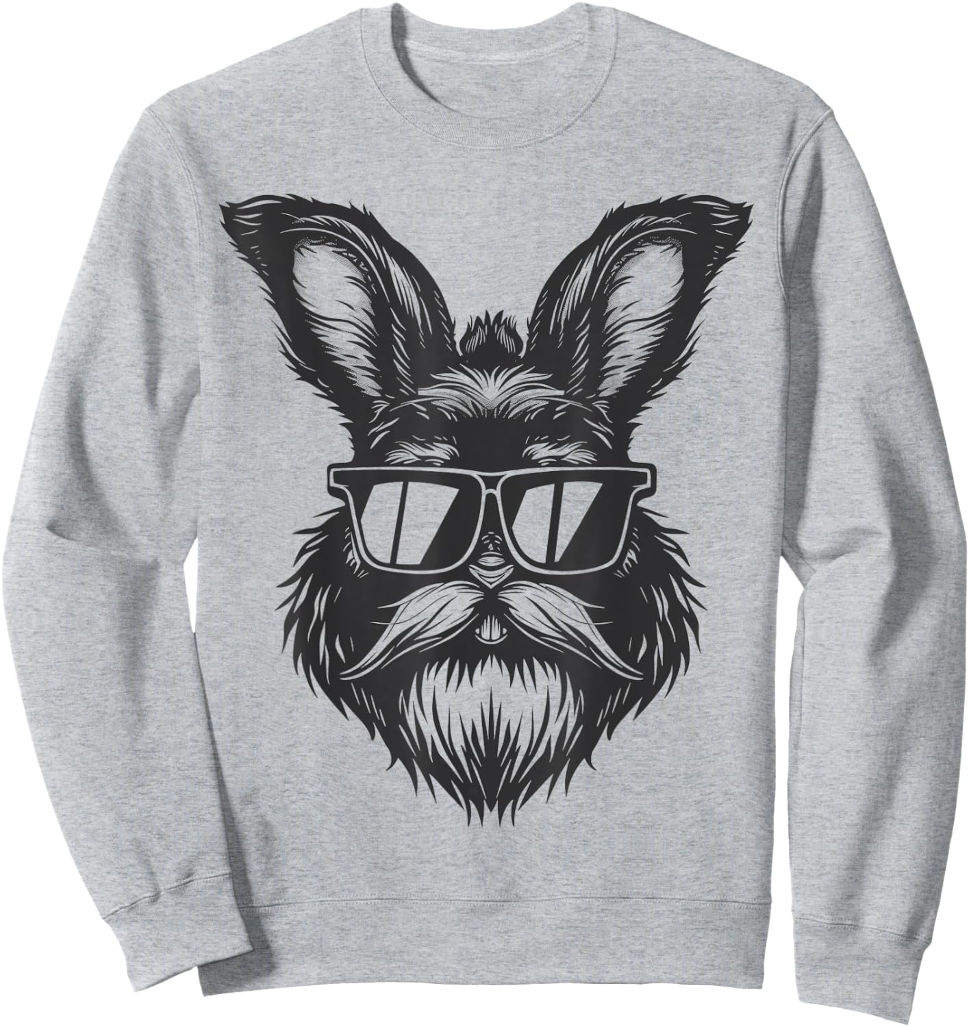 Beard Bunny Face With Sunglasses Easter Day 2024 Men Boy Kid Sweatshirt - Sweatshirt | Ash