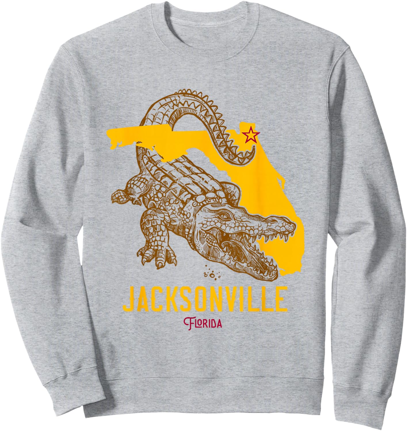 Jacksonville Florida FL Aligator Vacation Surf Sunset Sweatshirt - Sweatshirt | Ash