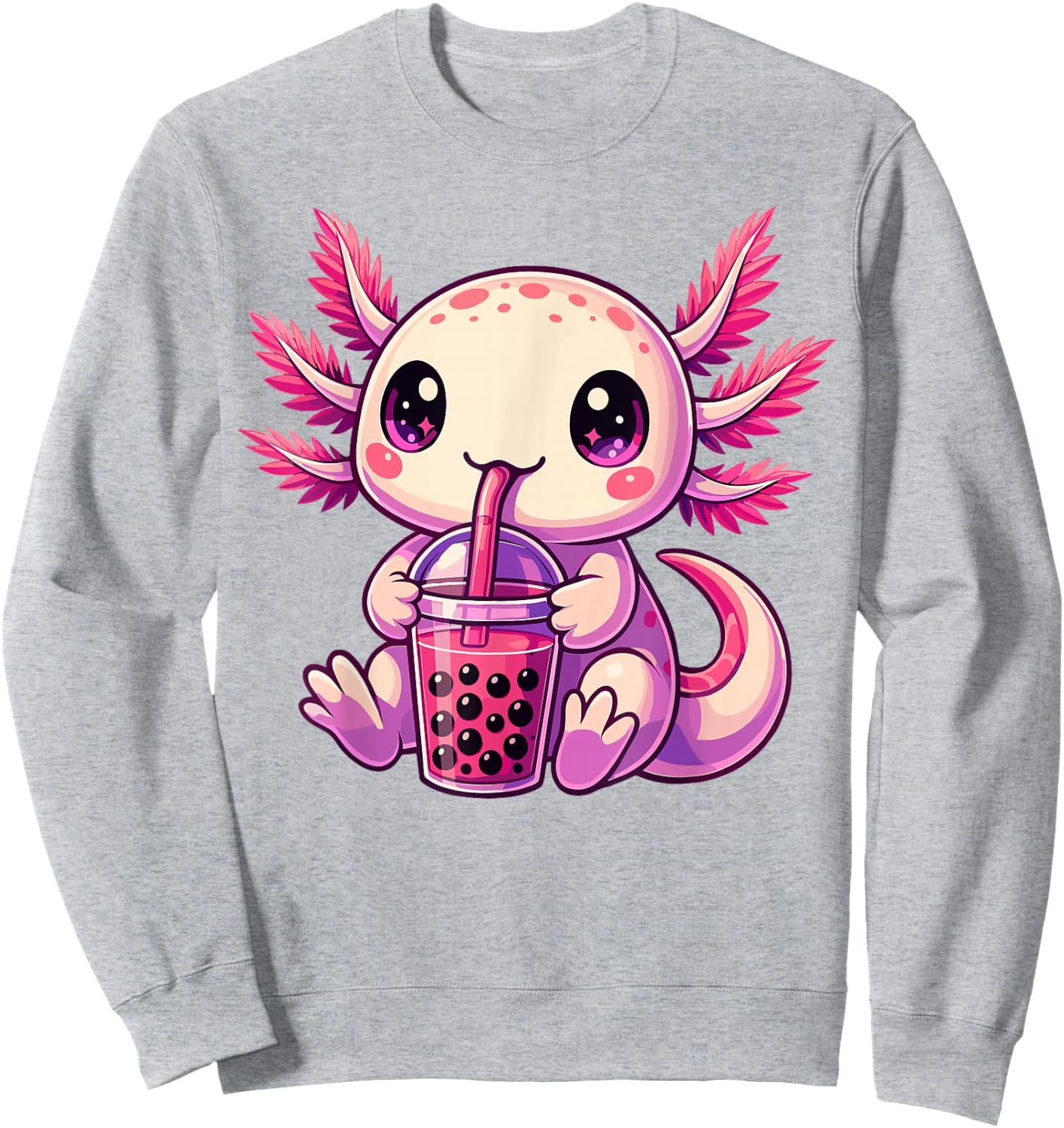 Axolotl Boba Tea Bubble Tea Cute Axolotl Sweatshirt - Sweatshirt | Ash