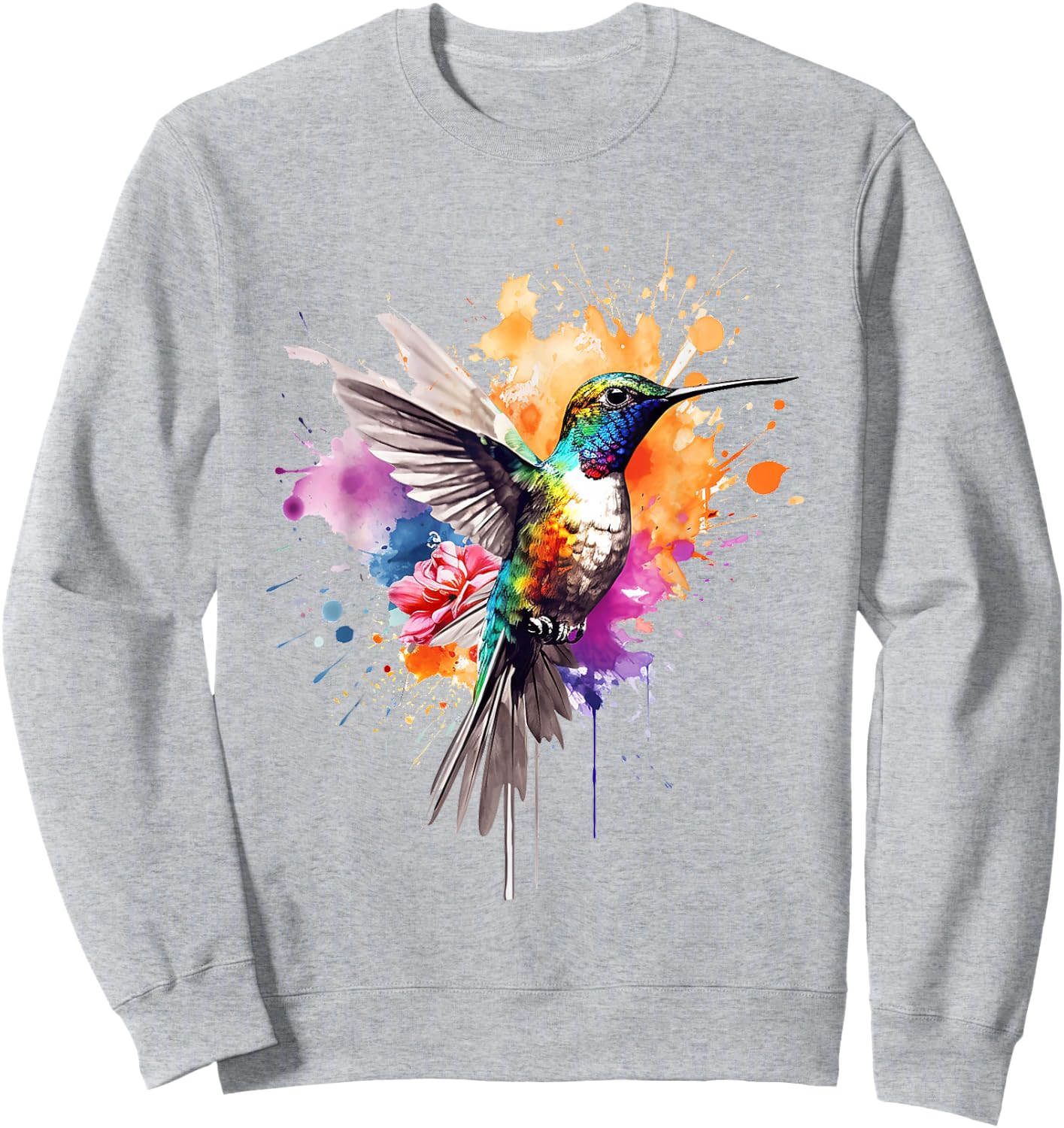 Hummingbird Animal Zoo Colourful Hummingbird , White Sweatshirt - Sweatshirt | Ash