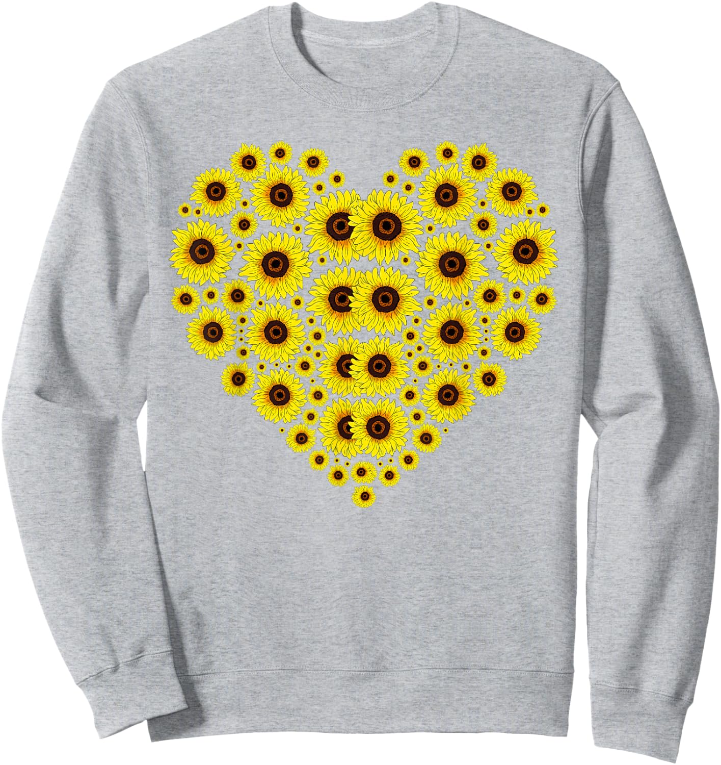 Hippie Sunflowers Blossoms Heart Nature Yellow Sunflower , White Sweatshirt - Sweatshirt | Ash