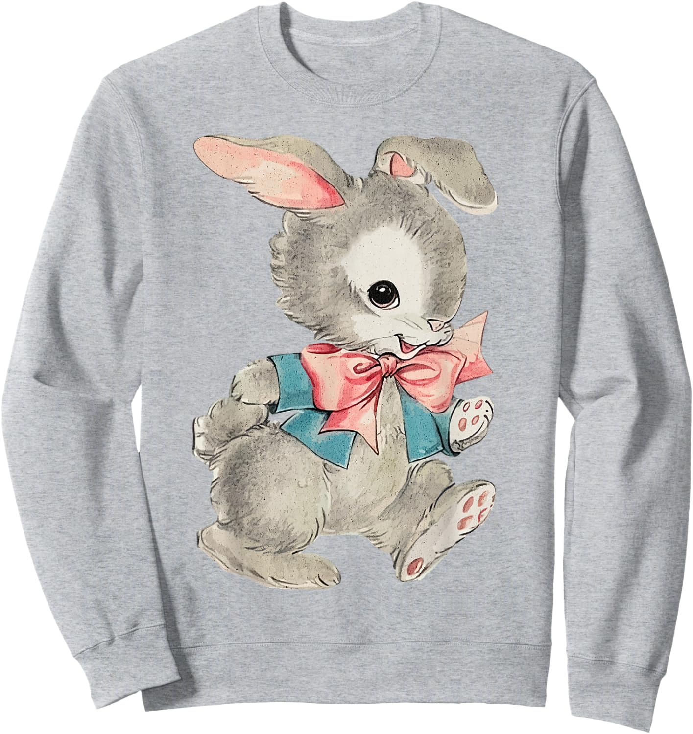 Vintage Easter Cute Easter Bunny Rabbit Spring Retro Vintage Sweatshirt - Sweatshirt | Ash