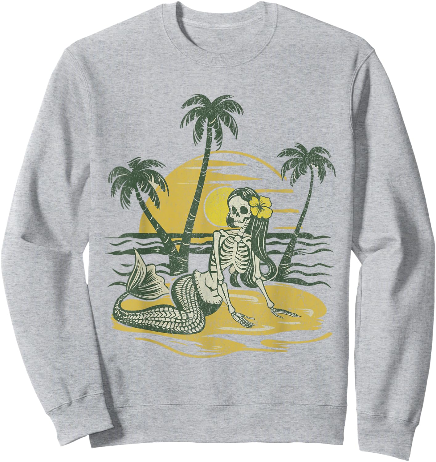 Classic Skeleton Sunset Mermaid Beach Vibes Women Sweatshirt - Sweatshirt | Ash