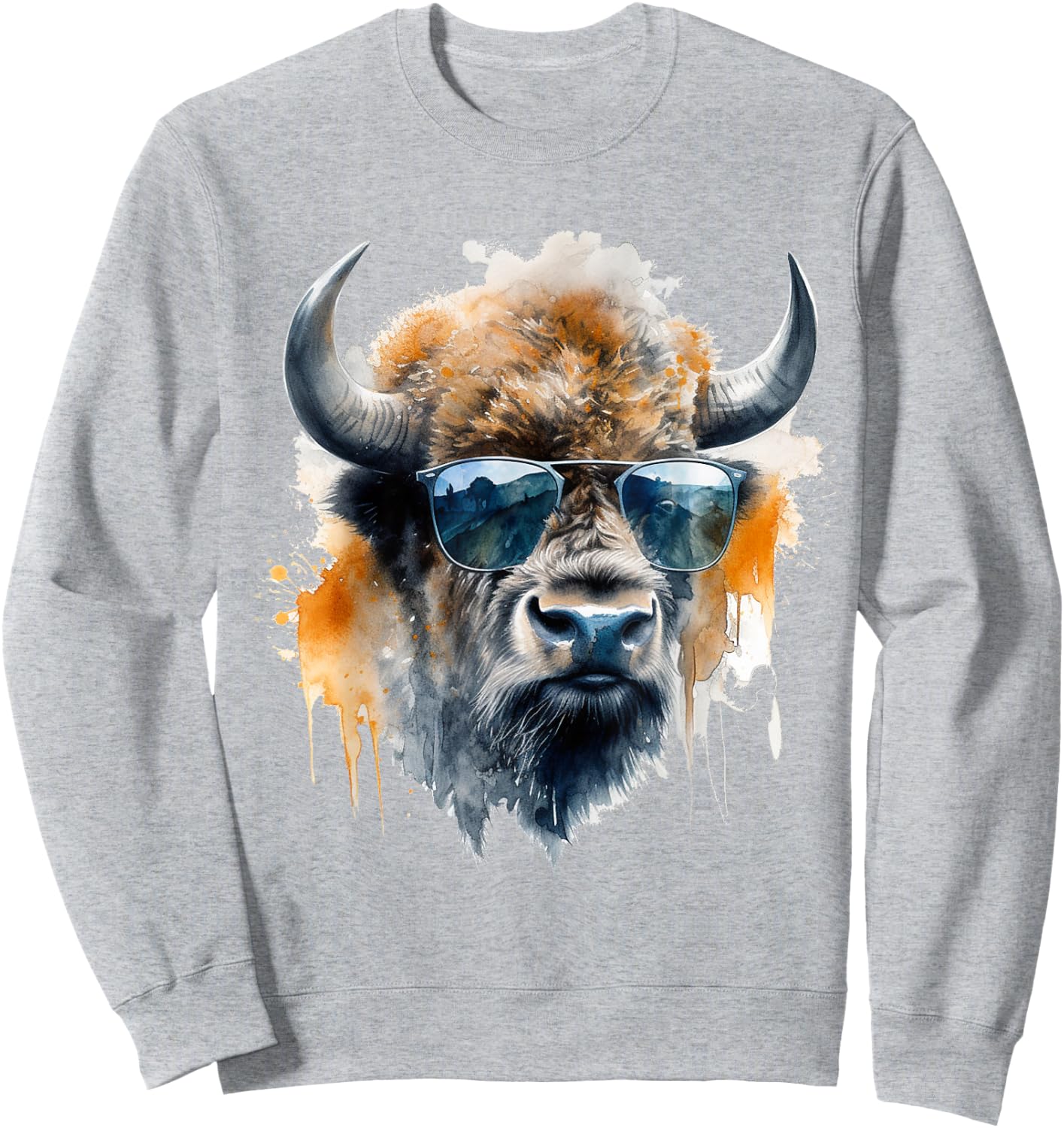 Bison Sunglasses - Art Animals Bison Sweatshirt - Sweatshirt | Ash