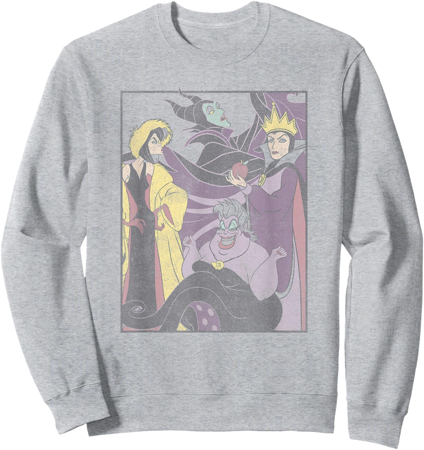 Disney Villains Ursula, Cruella, & Evil Queen Vintage Pose Sweatshirt - Sweatshirt | Ash