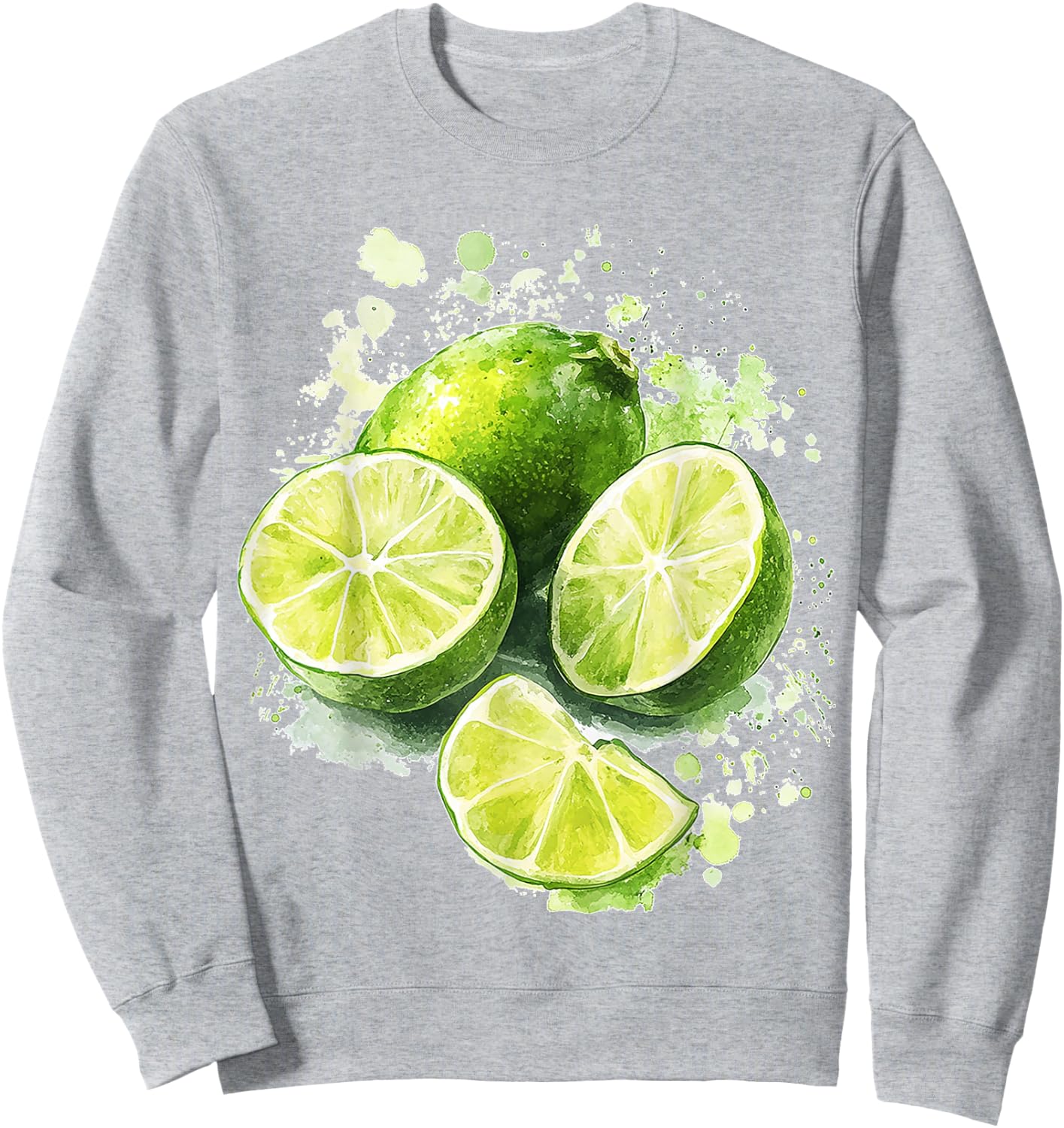 Lime Fruit Graphic Watercolor Art Lime , White Sweatshirt - Sweatshirt | Ash