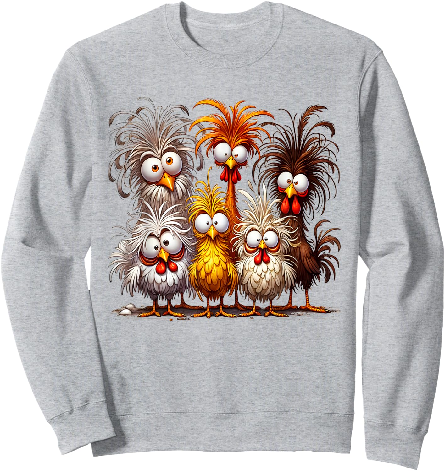 Funny Eagerly Quirky Chicken Art Sweatshirt - Sweatshirt | Ash