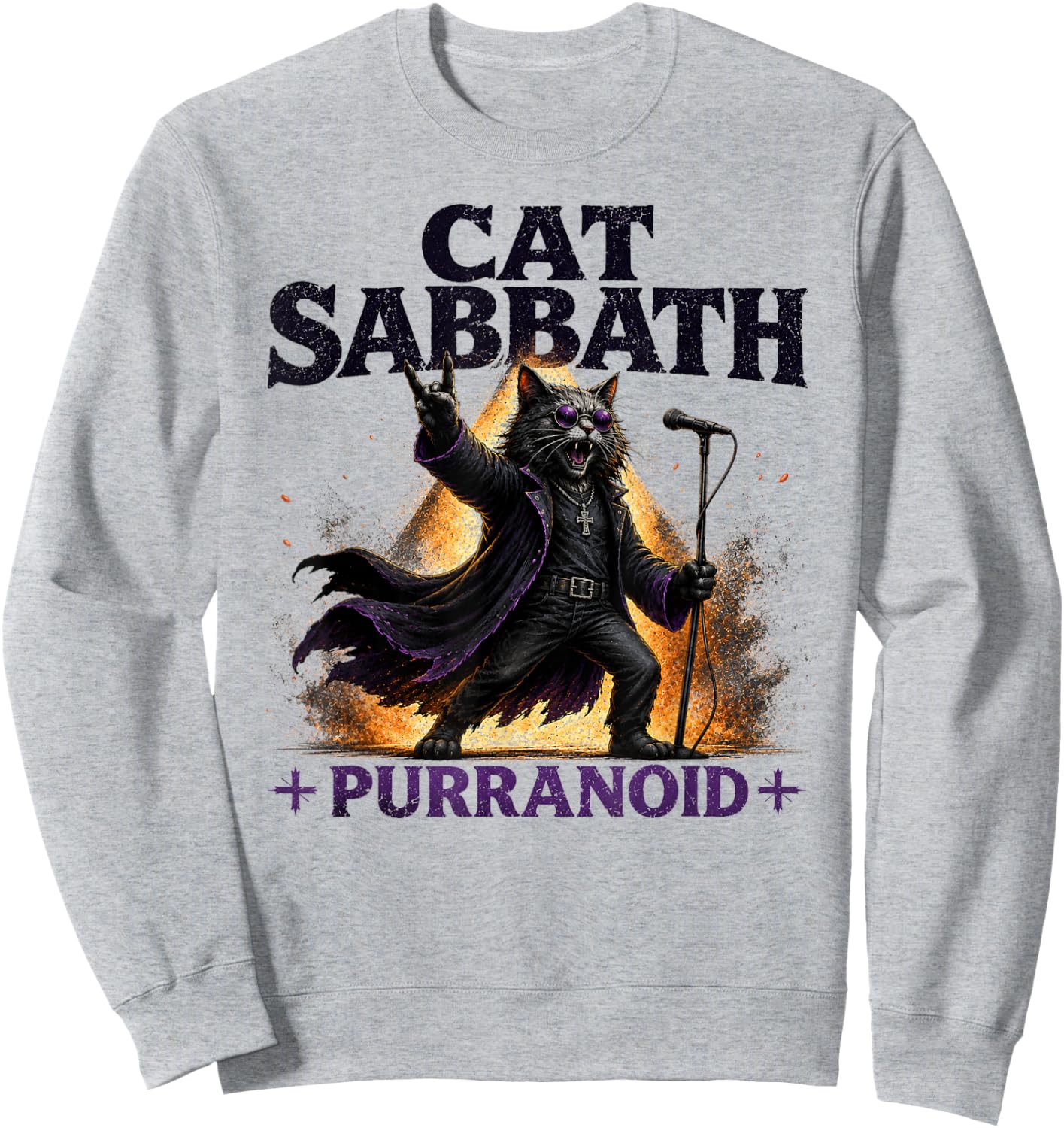 Cat Sabbath Purranoid - Funny Rock Cat Sweatshirt - Sweatshirt | Ash
