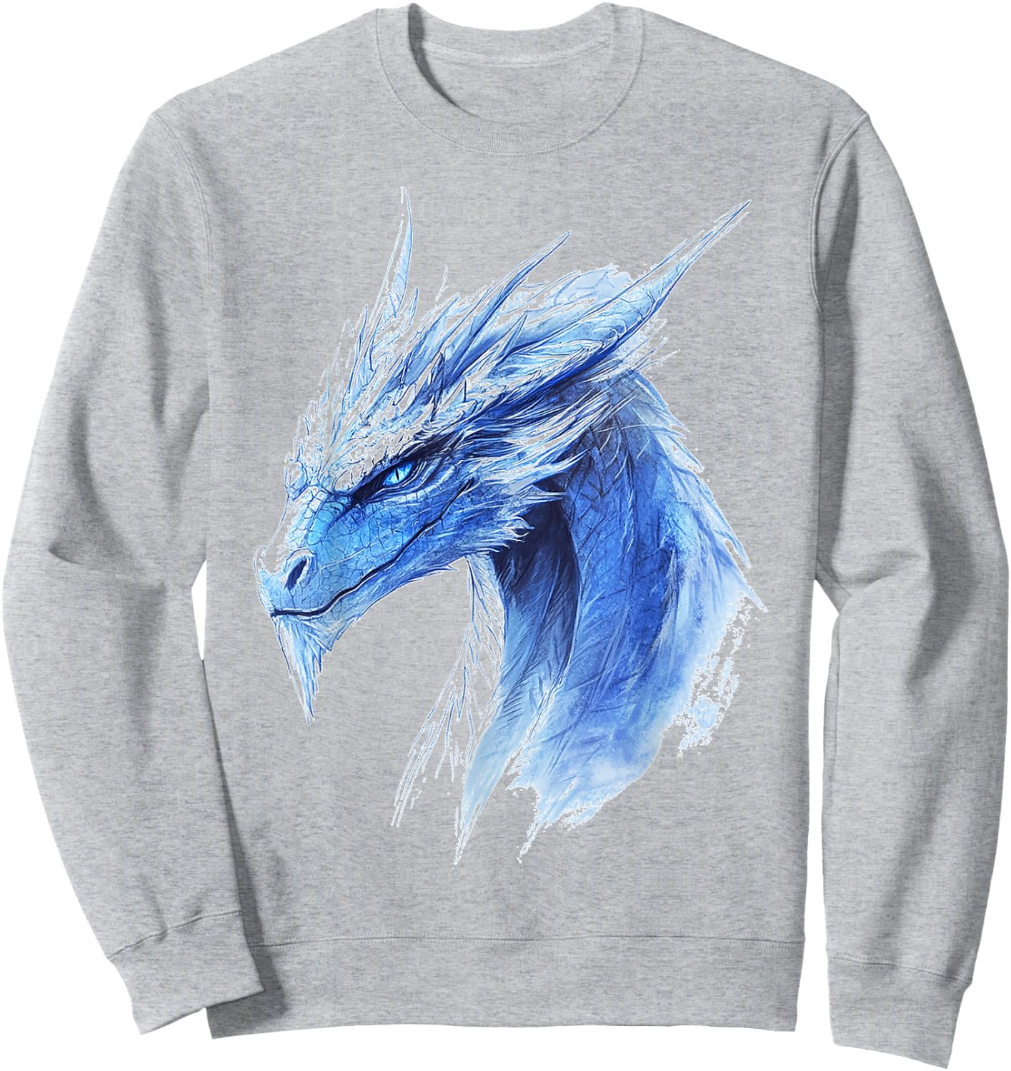 Ice Dragon Motif Mythical Illustration Ice Dragon Sweatshirt - Sweatshirt | Ash