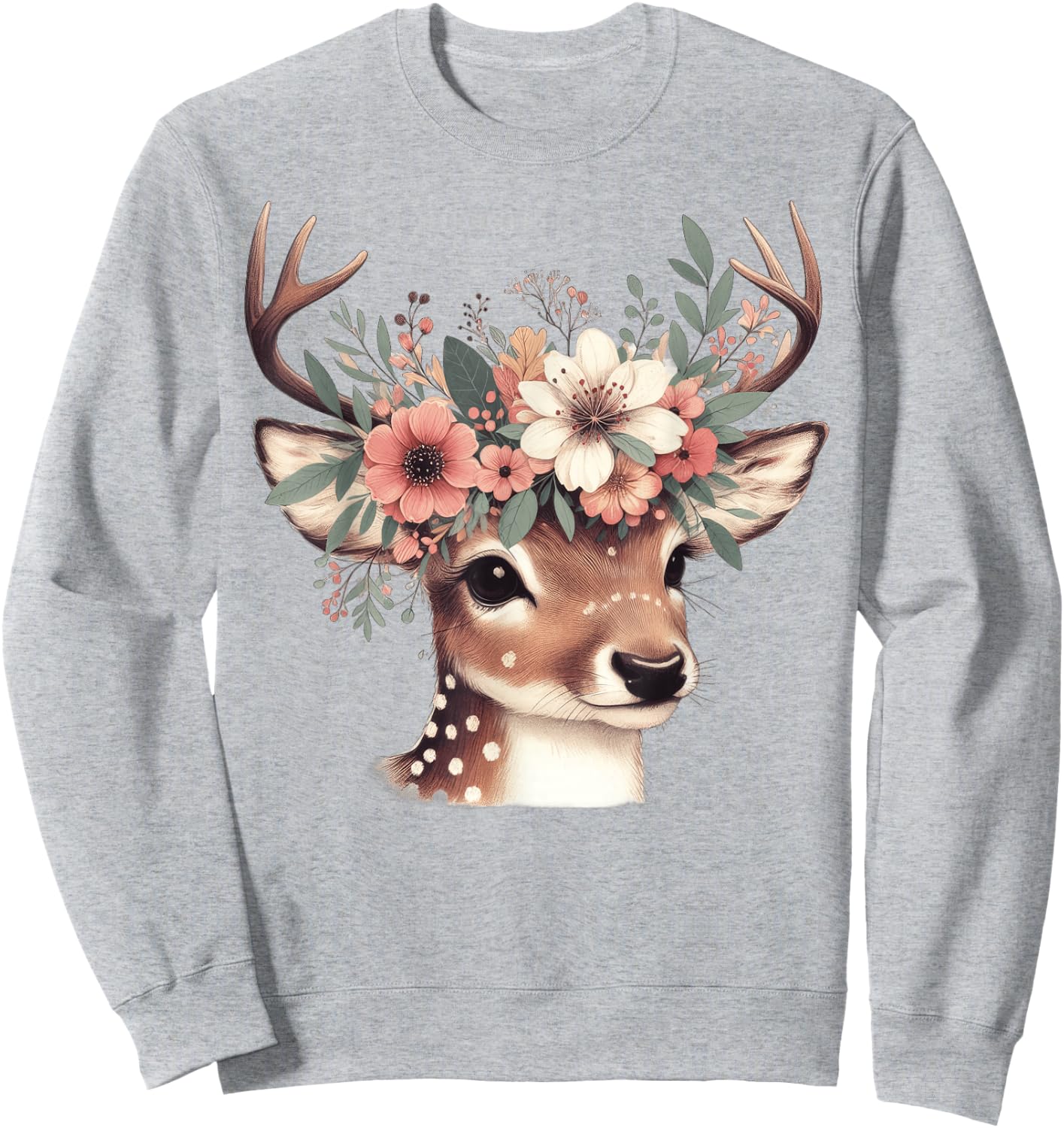 Reh Damen - Reh Kostüm Kinder Carnival Reindeer , White Sweatshirt - Sweatshirt | Ash