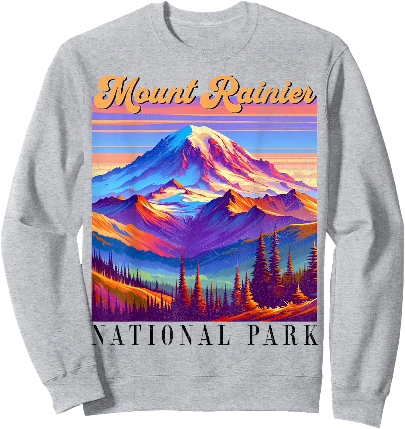Mt. Rainier National Park Mountain Art Souvenir Sweatshirt - Sweatshirt | Ash