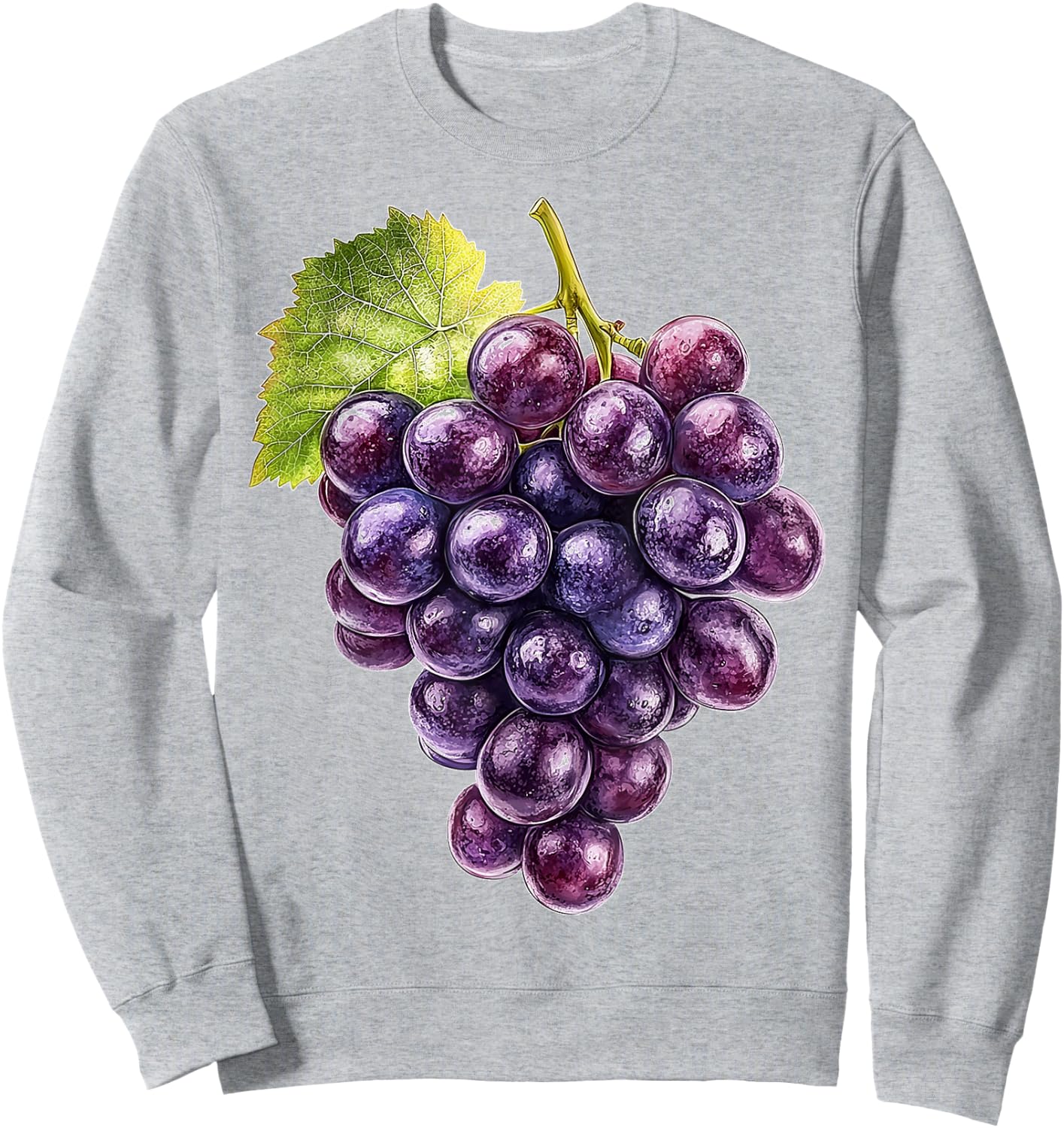 Grapes Fruit Motif Art Grapes Sweatshirt - Sweatshirt | Ash