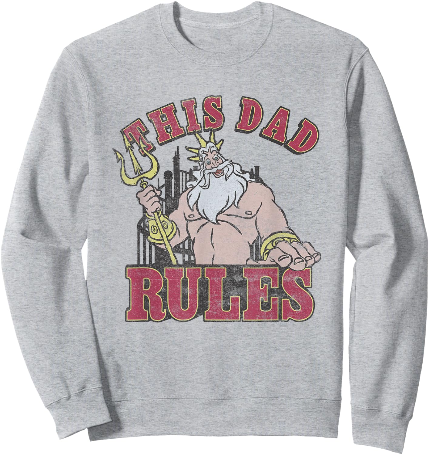 Disney The Little Mermaid Father's Day This Dad Rules Retro Sweatshirt - Sweatshirt | Ash