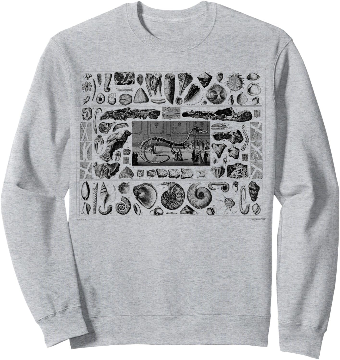 Vintage Dinosaur Fossils T-Rex Paleontology Jurassic Period Sweatshirt - Sweatshirt | Ash