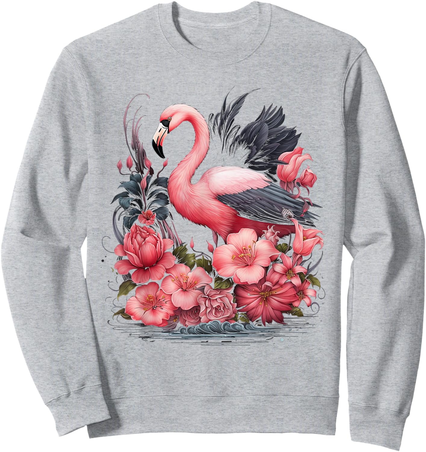 Flamingo and Flowers Floral Flamingos pink Sweatshirt - Sweatshirt | Ash
