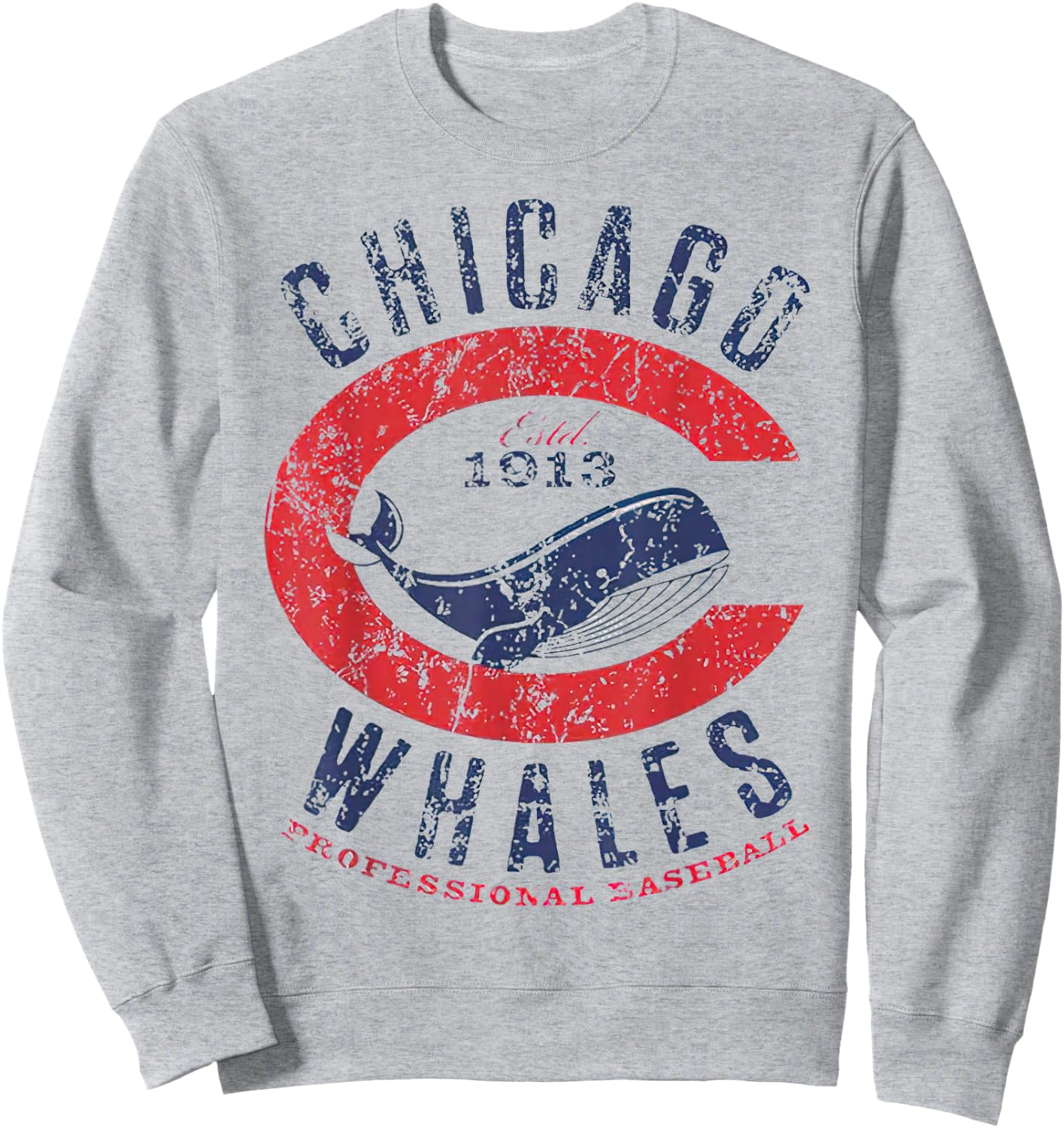 Chicago Whales Baseball Team Nostalgic Retro Sweatshirt - Sweatshirt | Ash