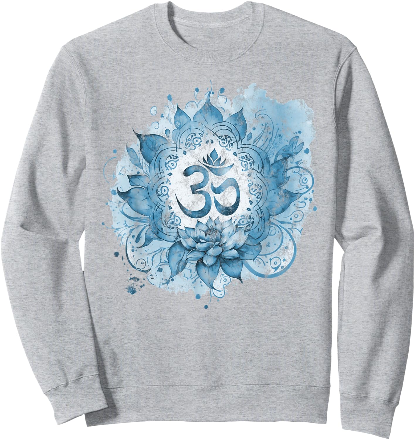 Om Mantra, Lotus, Buddhismus, Yoga, spirituelles Symbol, Spritzer Sweatshirt - Sweatshirt | Ash