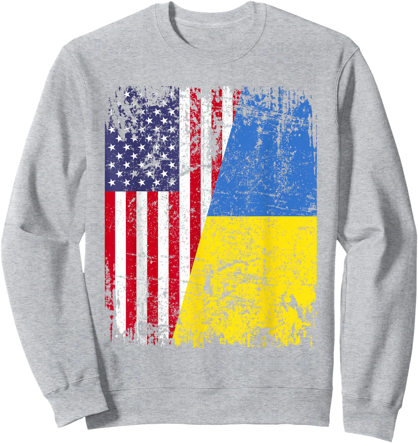UKRAINIAN ROOTS | Half American Flag | UKRAINE Sweatshirt - Sweatshirt | Ash
