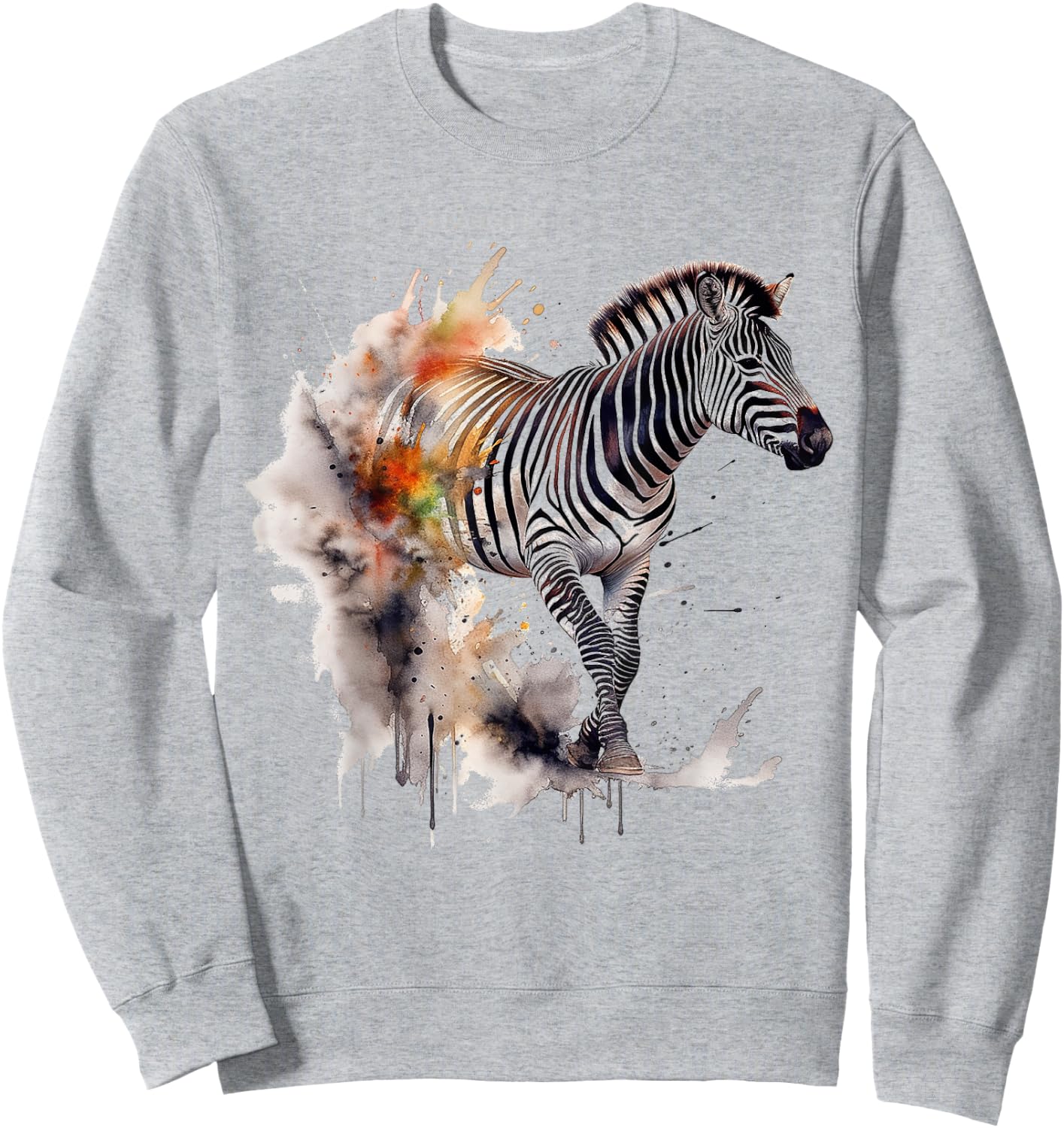 Zebra Lover Artwork | Animal Motif Zebra Sweatshirt - Sweatshirt | Ash