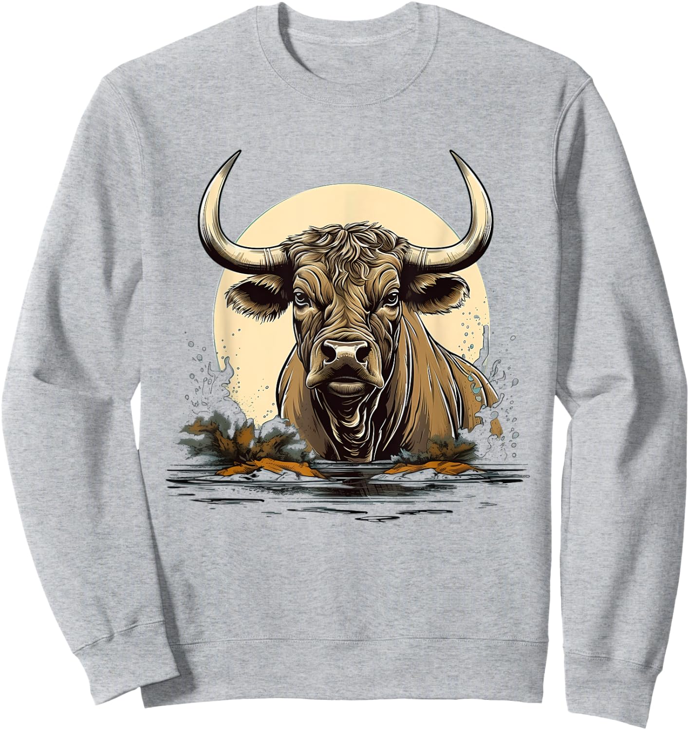Retro Style Water Buffalo Sweatshirt - Sweatshirt | Ash