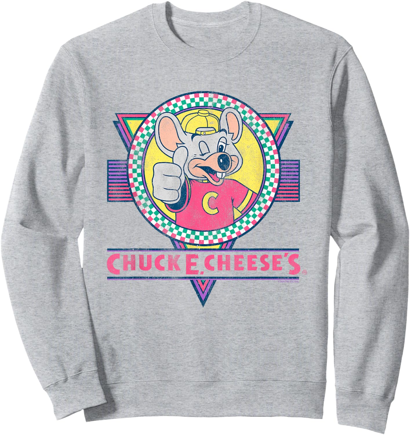 Chuck E. Cheese Winking Thumbs Up Logo Distressed , white, S Sweatshirt - Sweatshirt | Ash