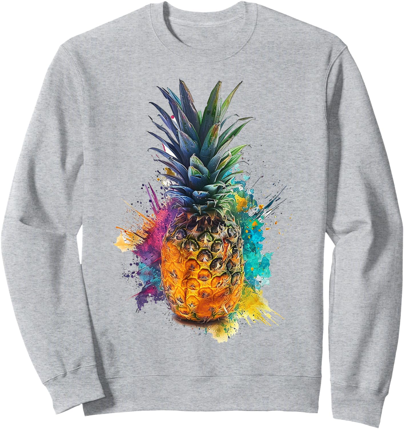 Ananas bunte Aquarell-Obstkunst-Grafik Sweatshirt - Sweatshirt | Ash