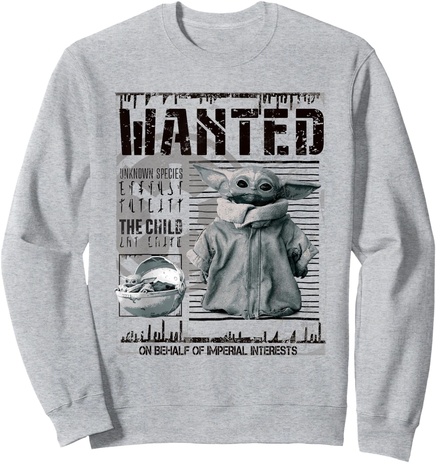 Star Wars Mandalorian Wanted The Child Sweatshirt - Sweatshirt | Ash