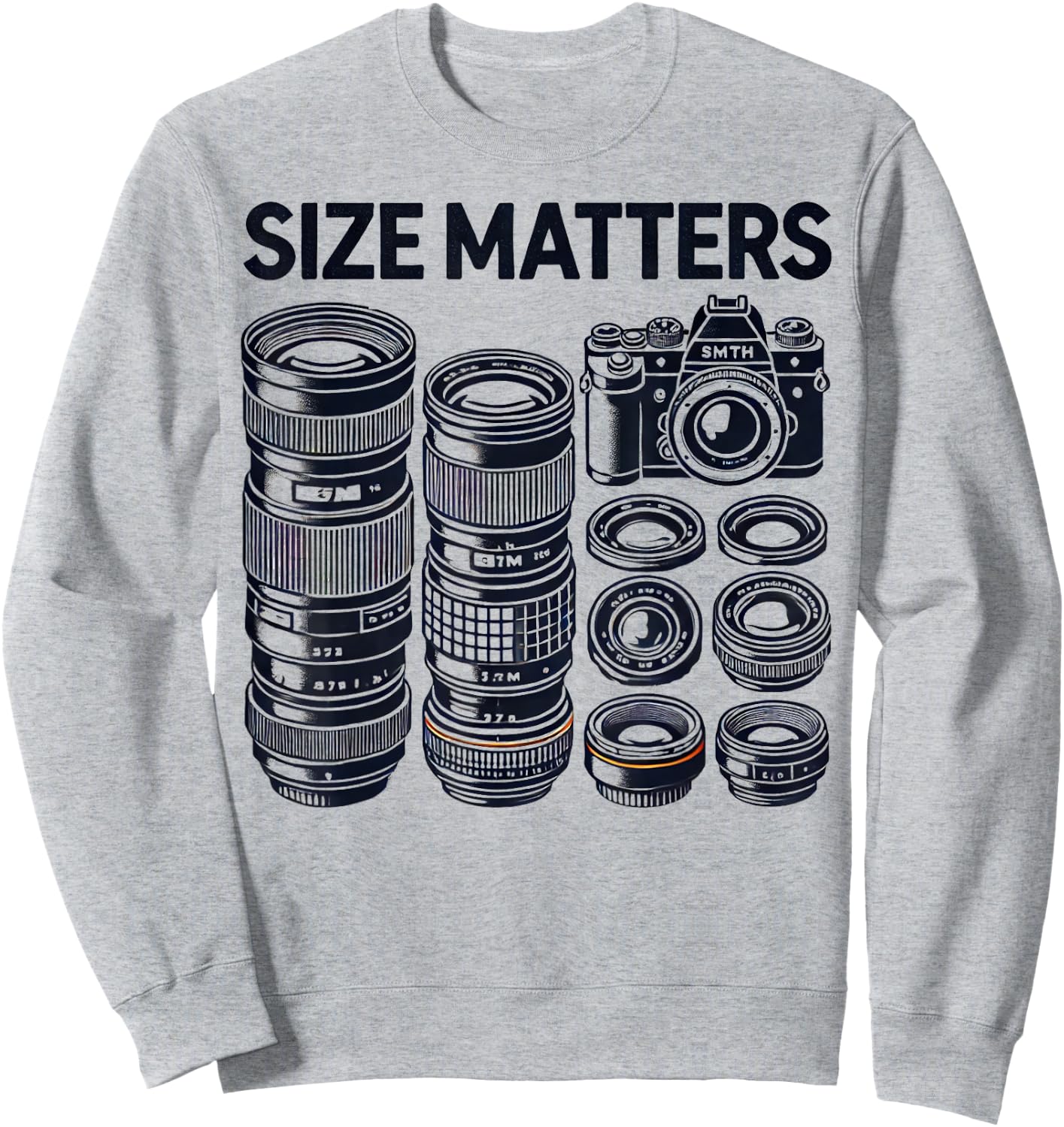 Funny Camera Lovers Humour Size Matters Photographer , white, S Sweatshirt - Sweatshirt | Ash