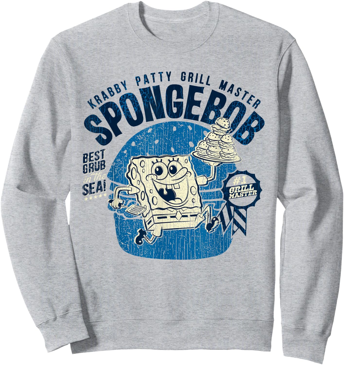 Offizieller Spongebob Squarepants Krabby Patty Grill Sweatshirt - Sweatshirt | Ash