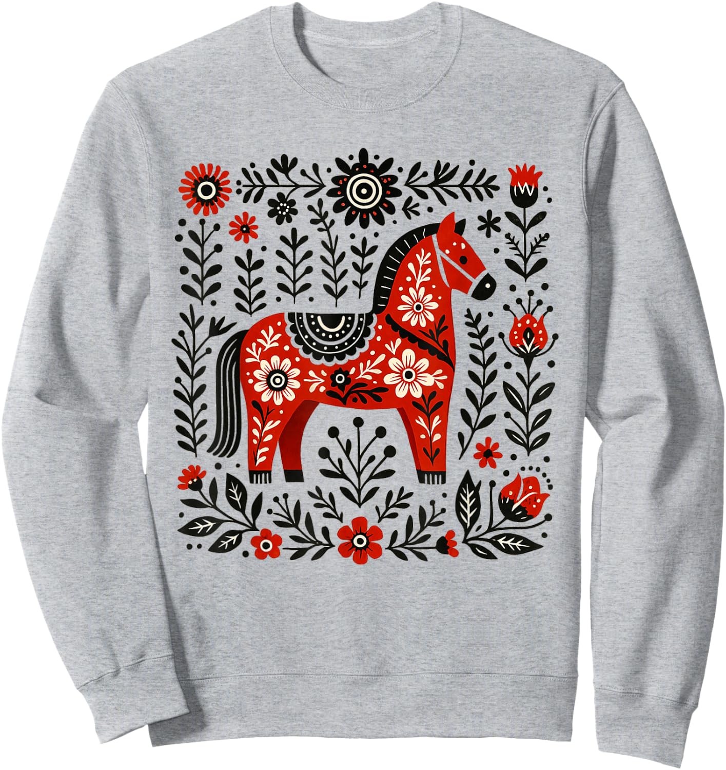 Dala Horse Swedish Heritage Sweden Nordic Scandinavian Sweatshirt - Sweatshirt | Ash