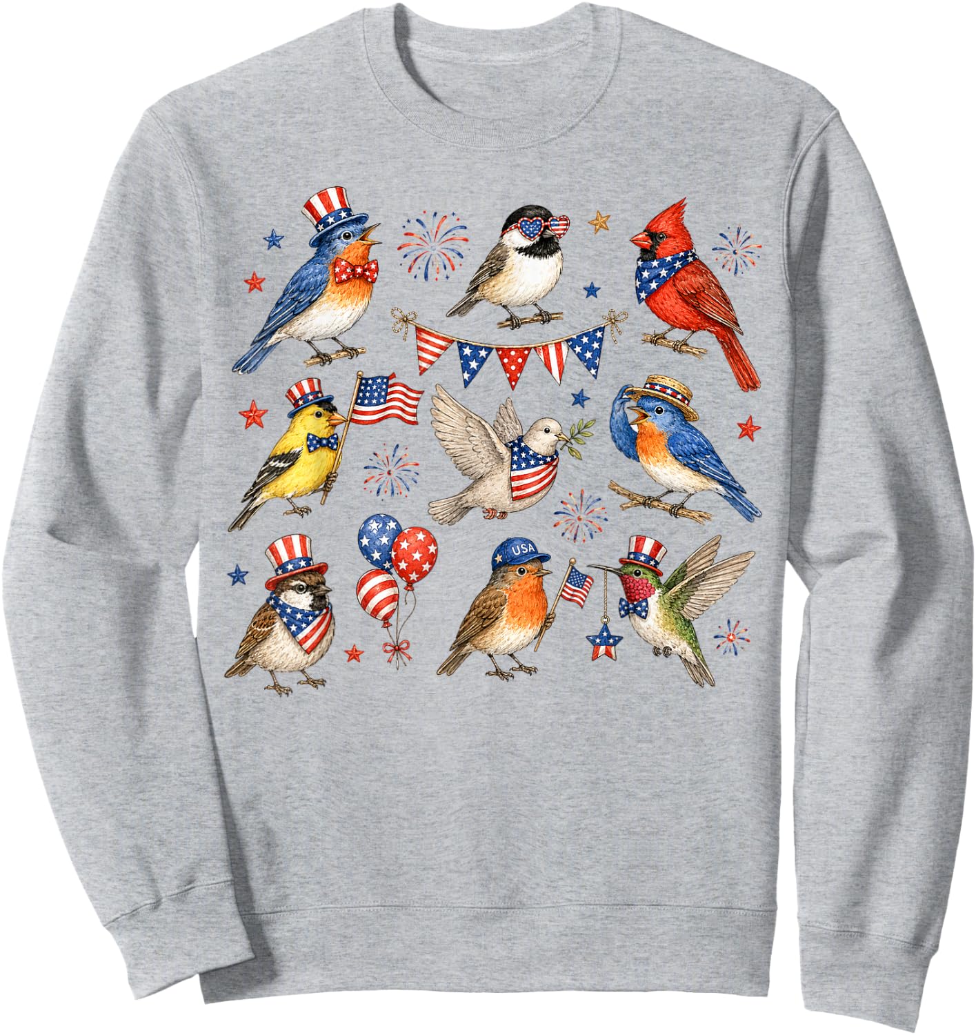 Patriotic Bird Lover Bird Watching 4th of July Independence Sweatshirt - Sweatshirt | Ash