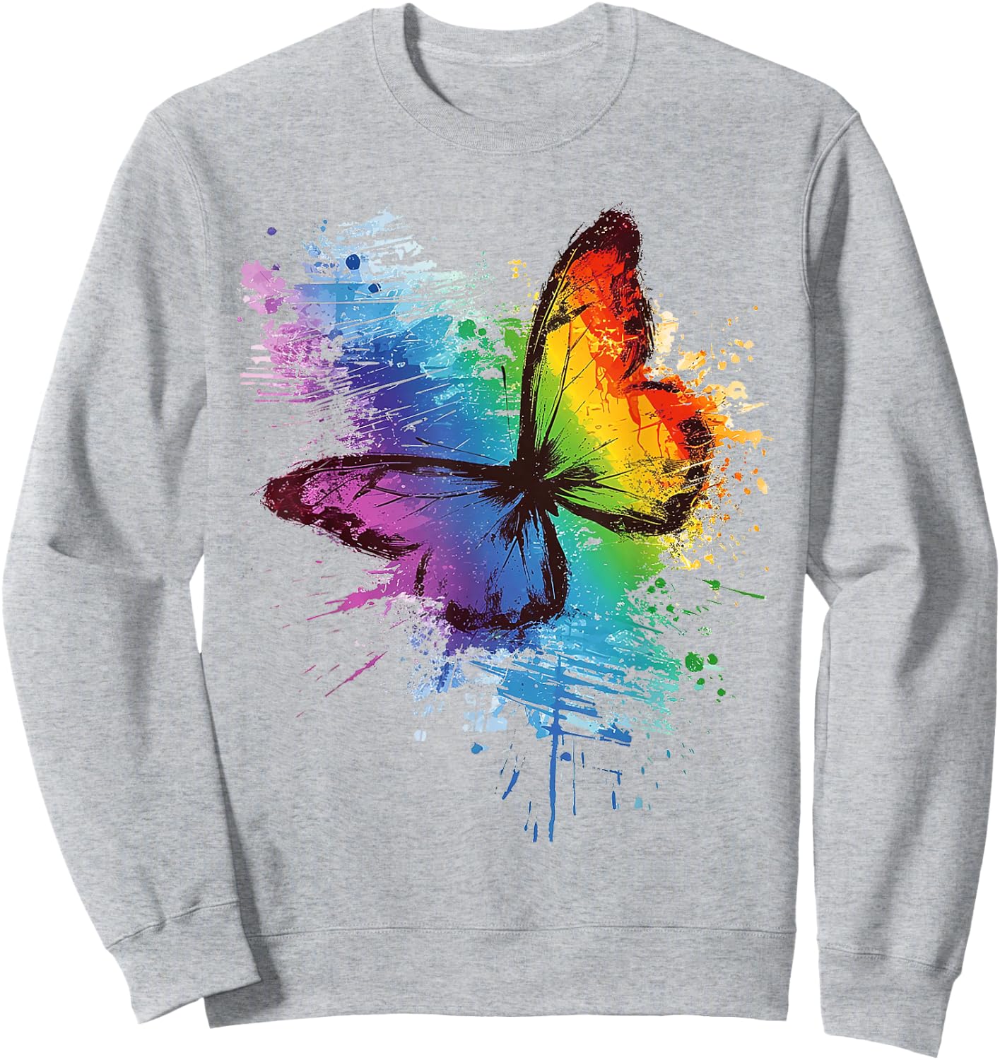 Butterfly Animal Colorful Zoo Painting Abstract Butterfly Sweatshirt - Sweatshirt | Ash
