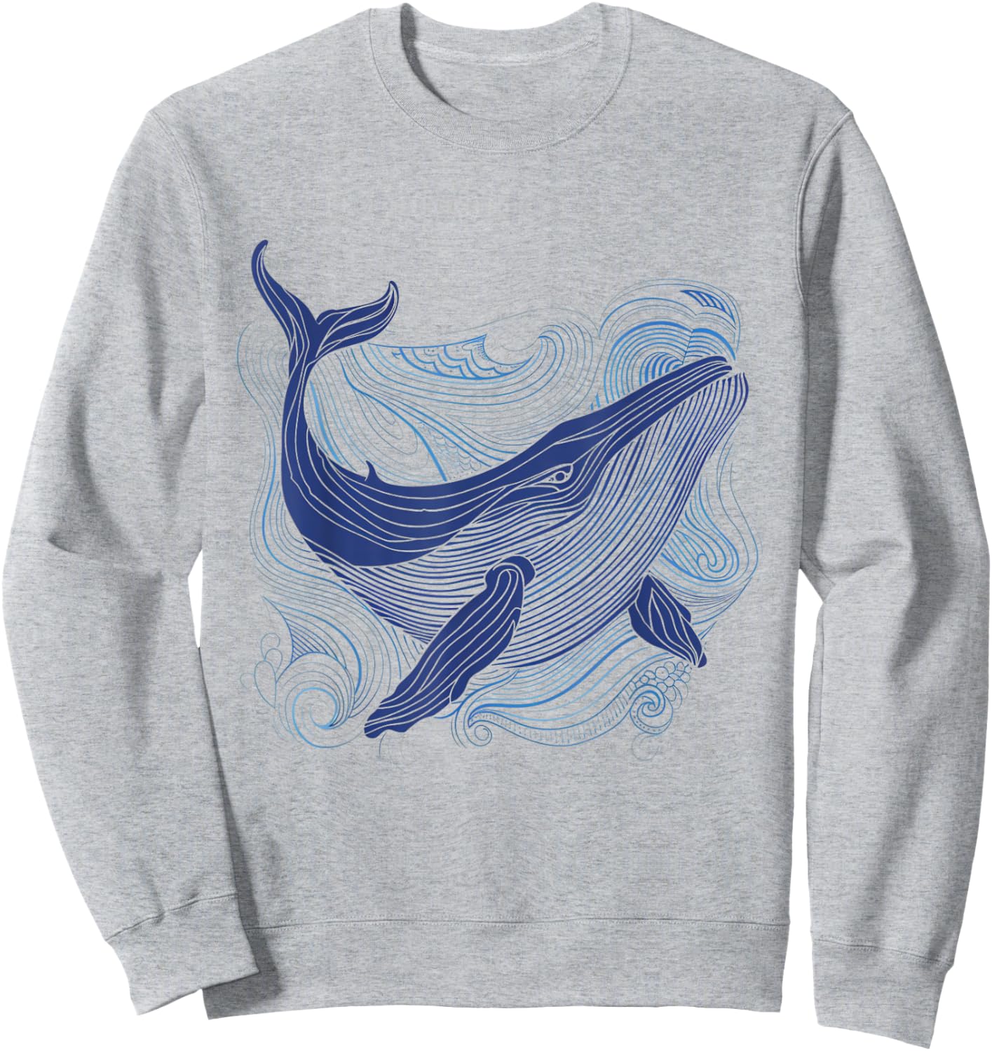 Blue Whale 52 Hz Leaping Over Rainbow Waves Sweatshirt - Sweatshirt | Ash