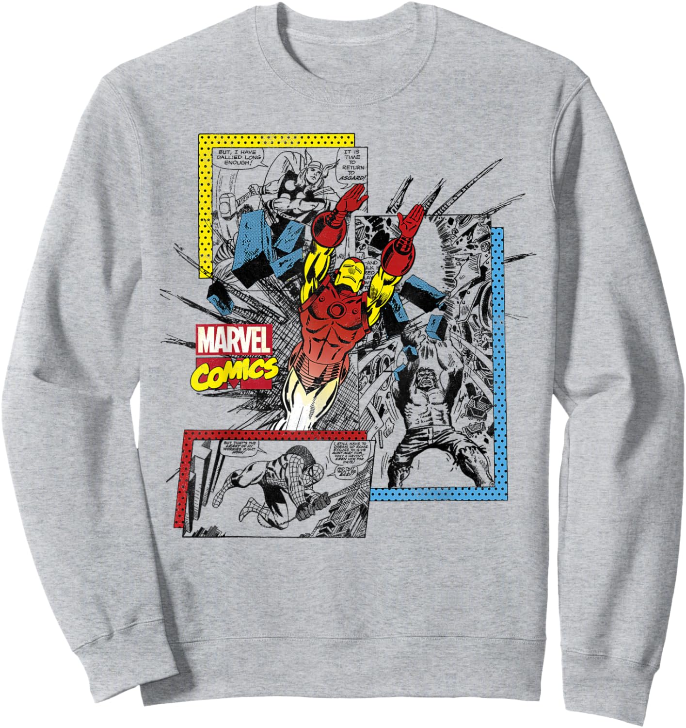 Marvel Comics Iron Man Classic Retro Panels Graphic Sweatshirt - Sweatshirt | Ash