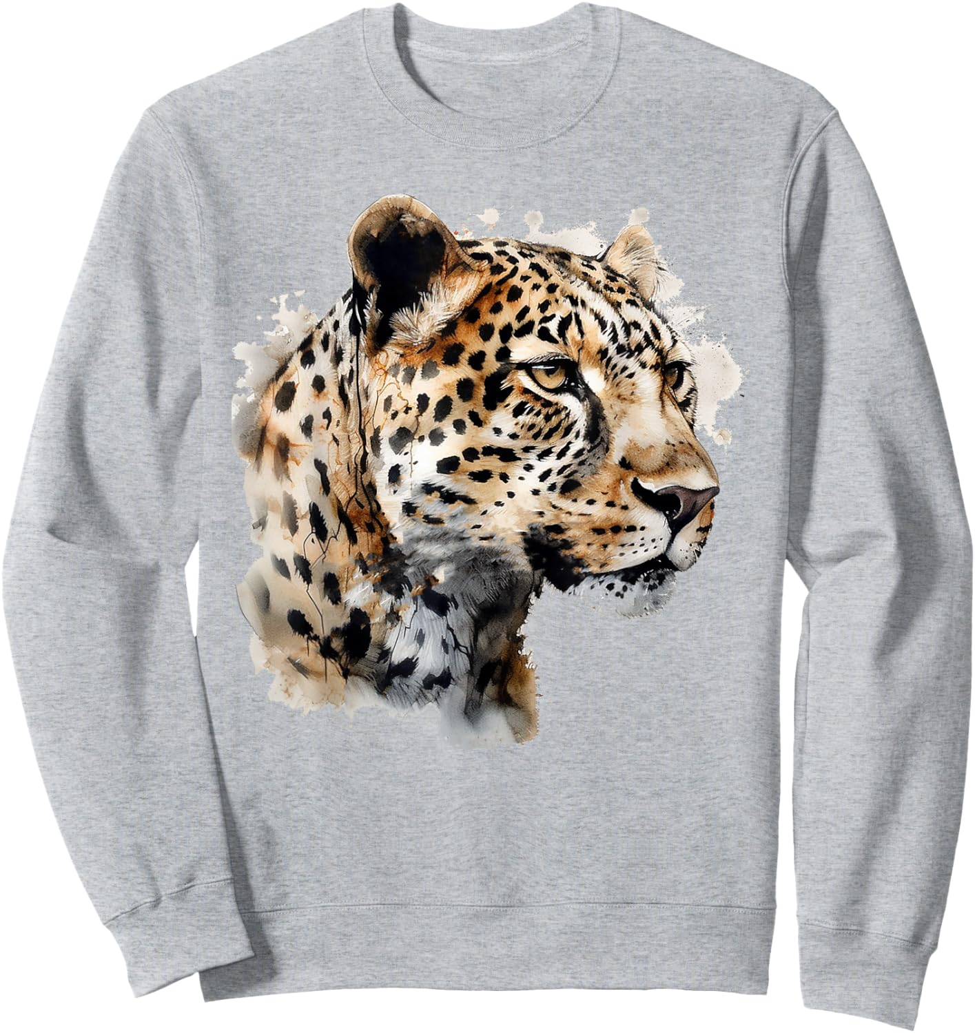 Leopard Lover Artwork | Animal Motif Leopard Sweatshirt - Sweatshirt | Ash