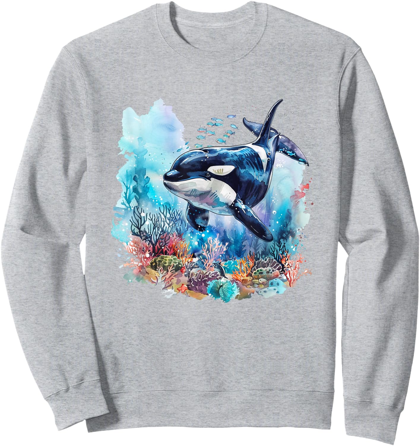 Orca t featuring Watercolor Orca Sweatshirt - Sweatshirt | Ash